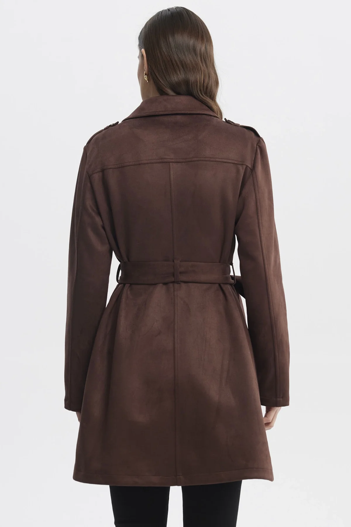 Abrigo Mujer Slim Cuello Camisero Café Claro - Image 3