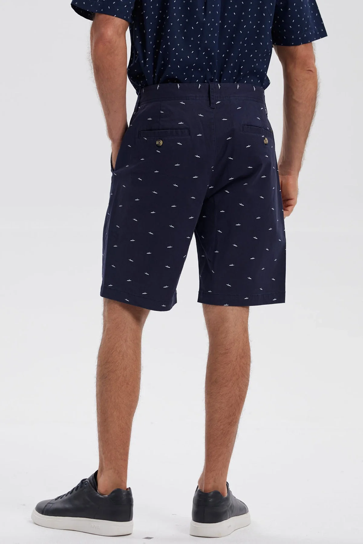 Bermuda Hombre Chino Print Azul Marino - Image 3