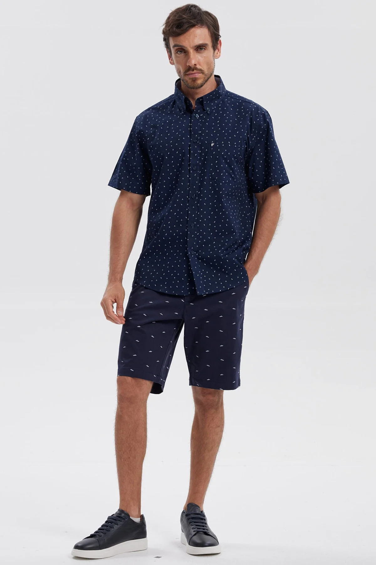 Bermuda Hombre Chino Print Azul Marino - Image 4