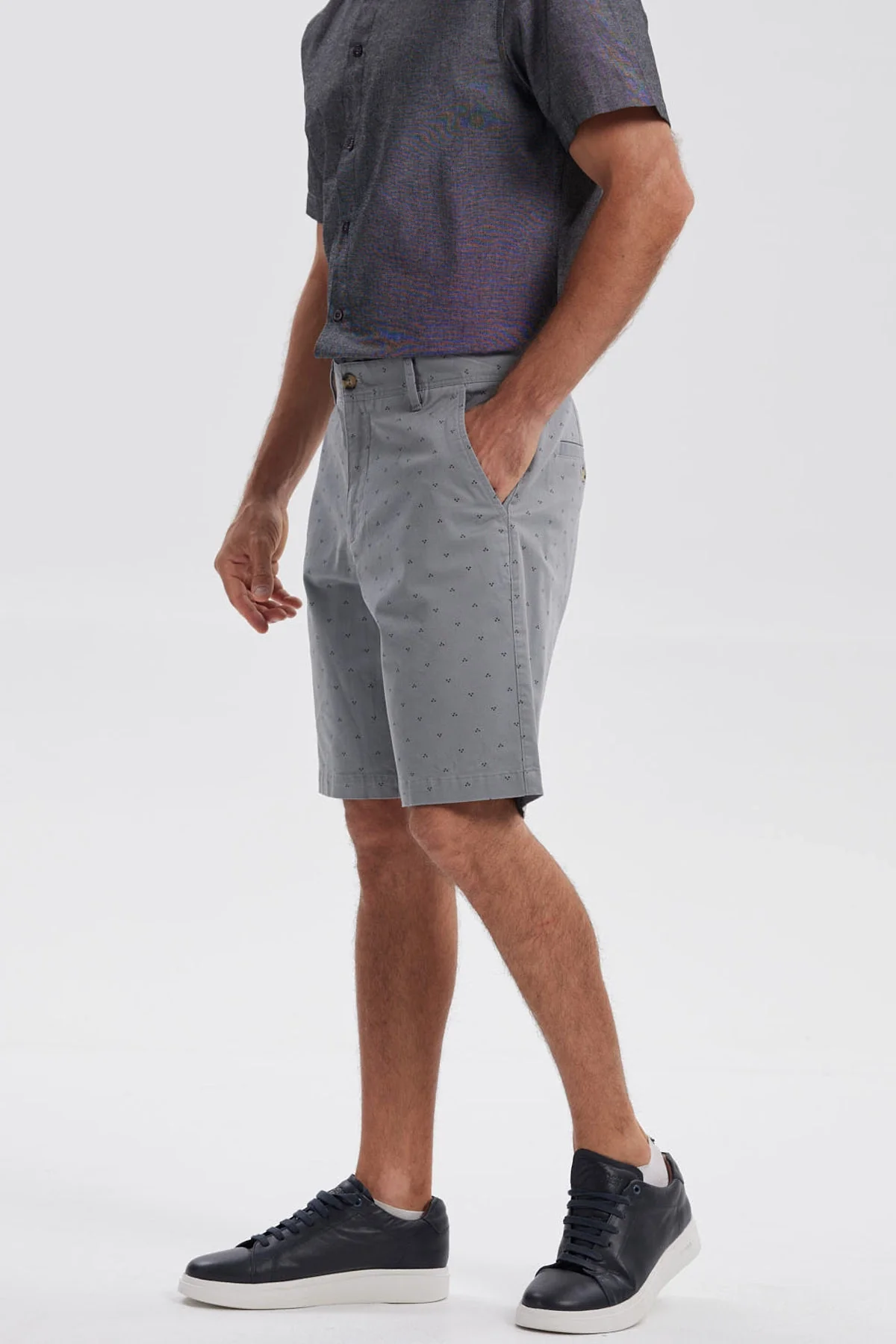 Bermuda Hombre Chino Print Gris - Image 3