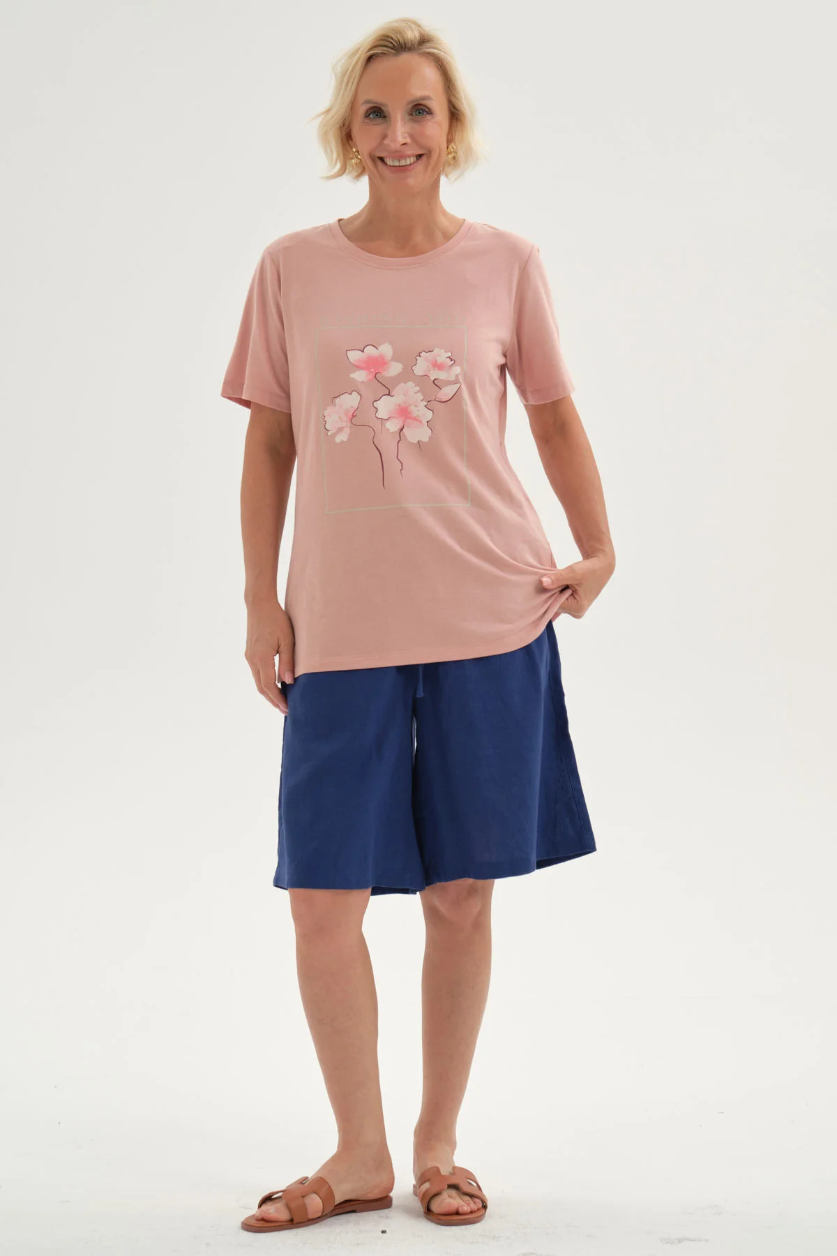 Bermuda Mujer Pretina Elasticada Azul - Image 4