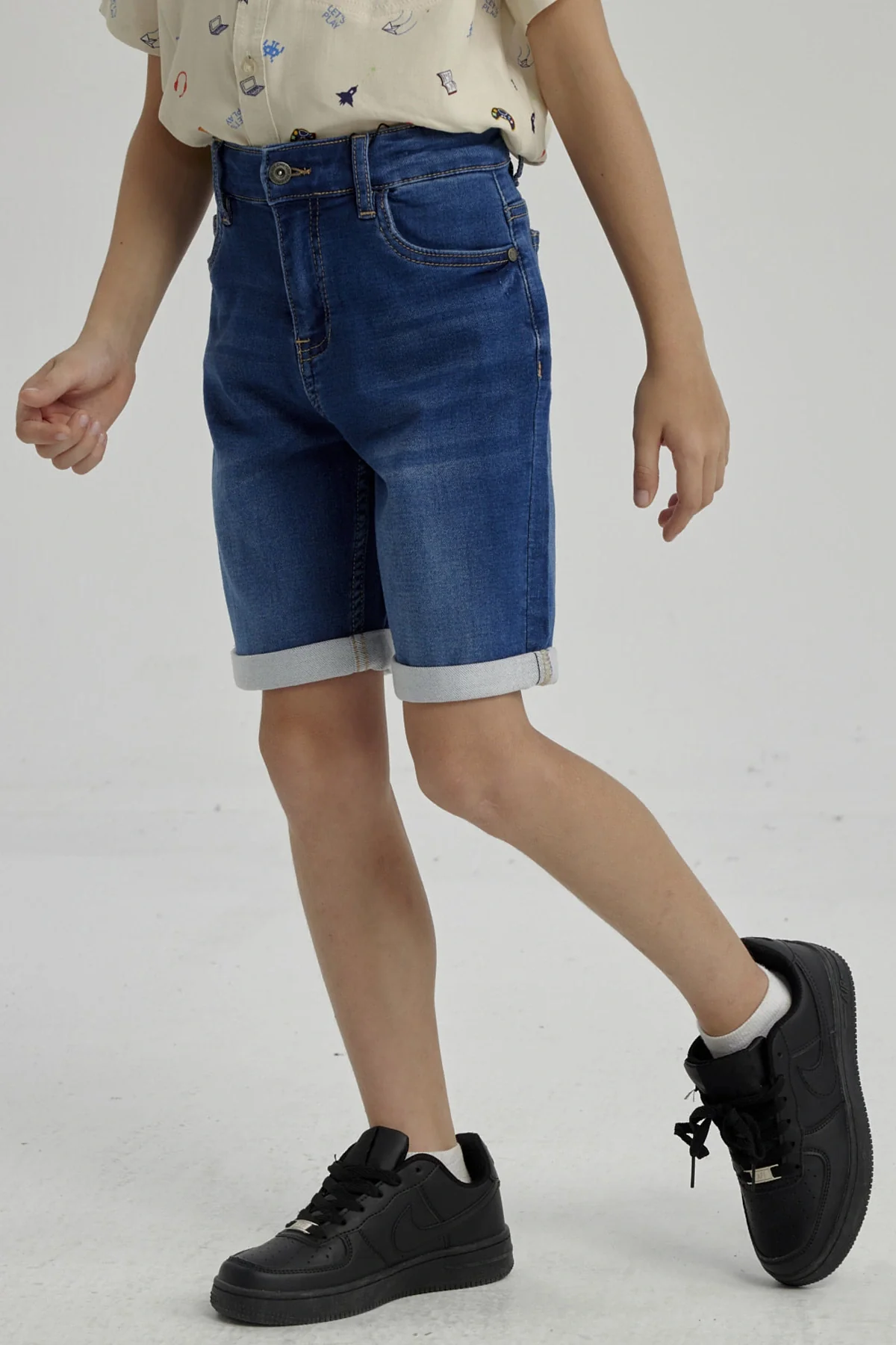 Bermuda Niño Básico Denim Azul - Image 2