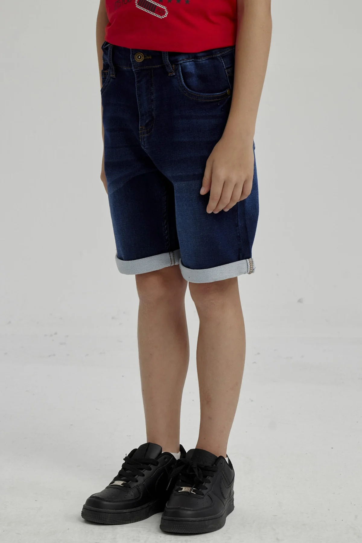 Bermuda Niño Básico Denim Azul Oscuro - Image 2