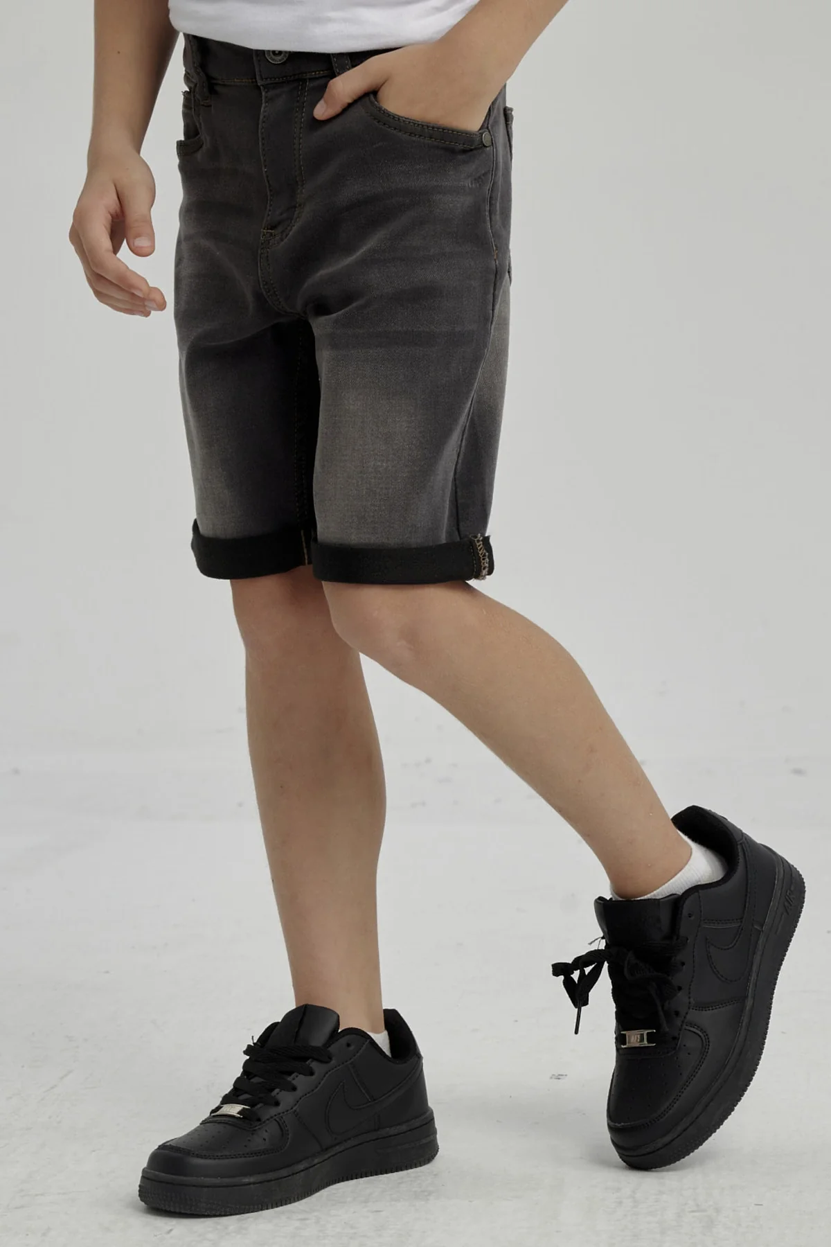 Bermuda Niño Básico Denim Gris - Image 2