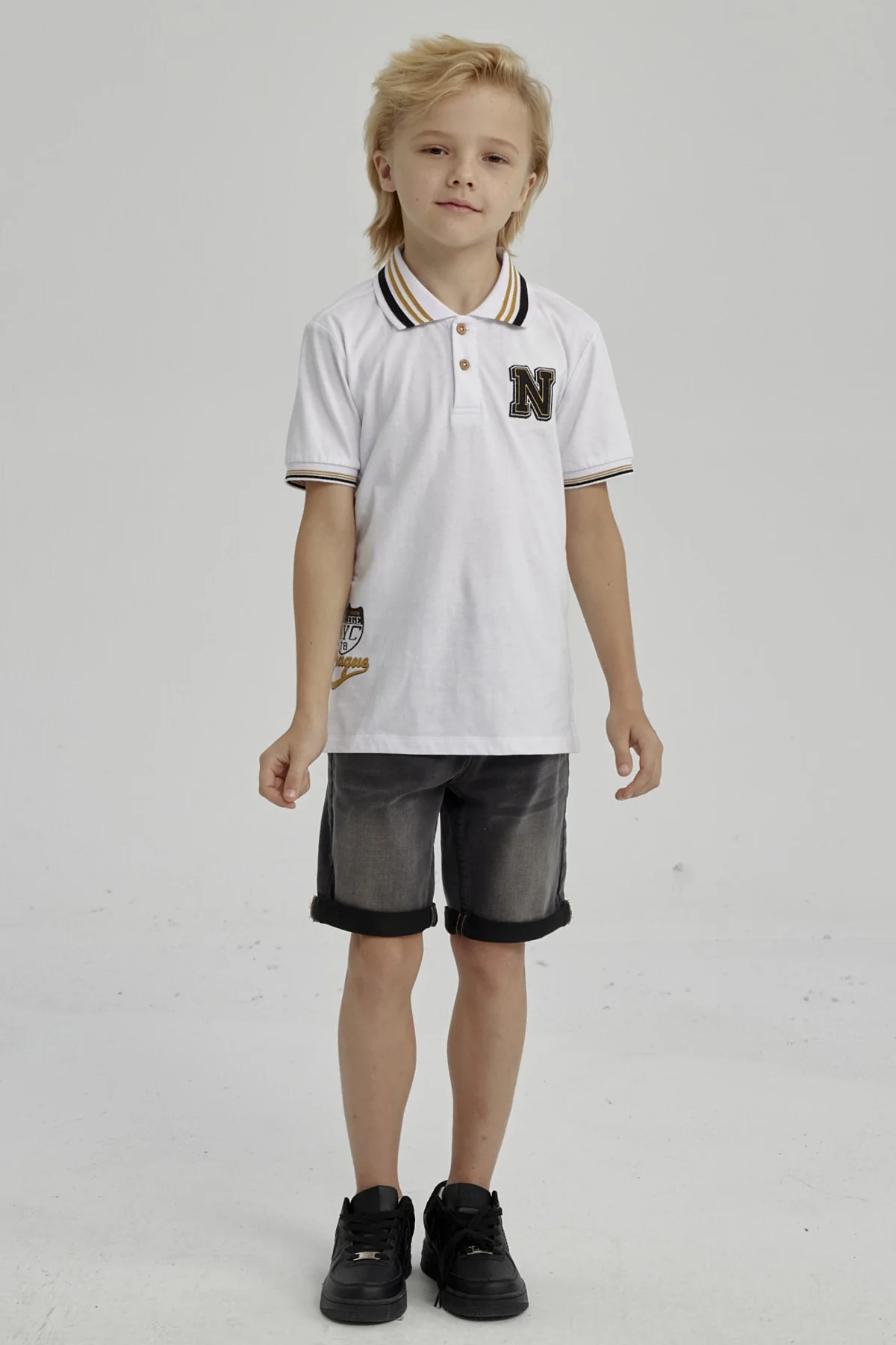 Bermuda Niño Básico Denim Gris - Image 4