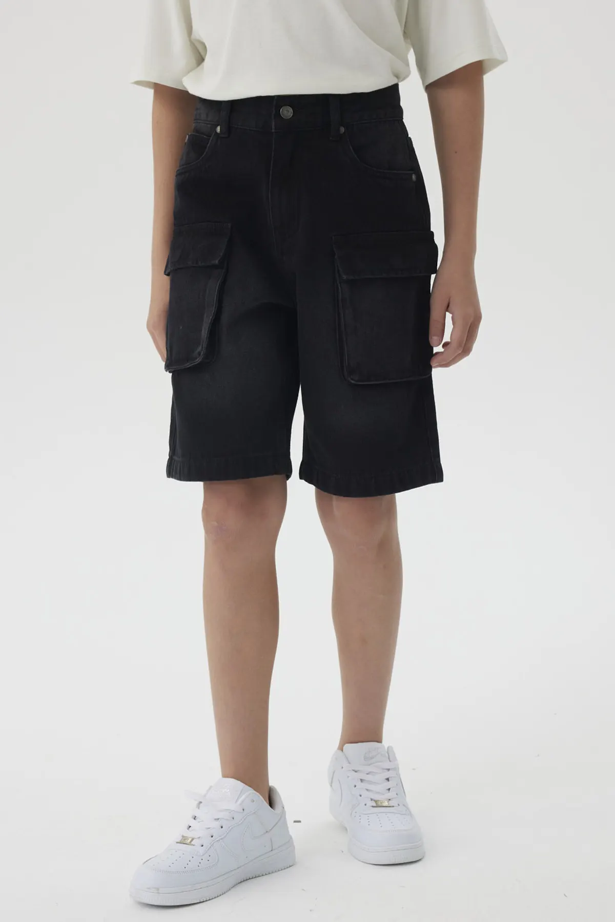 Bermuda Niño Denim Cargo Negro