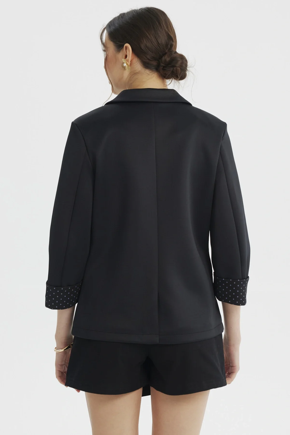 Blazer Mujer Liso Puño Print Negro - Image 3