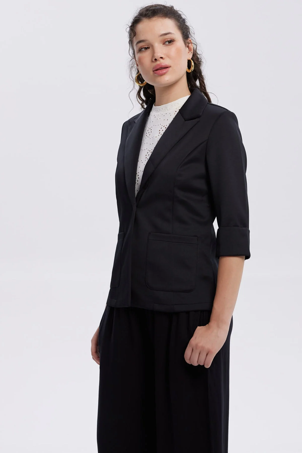 Blazer Mujer Tope Ruedo Negro - Image 2