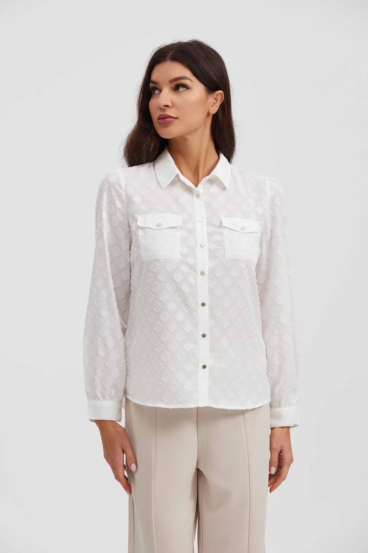 Blusa Mujer Abotónada Crudo
