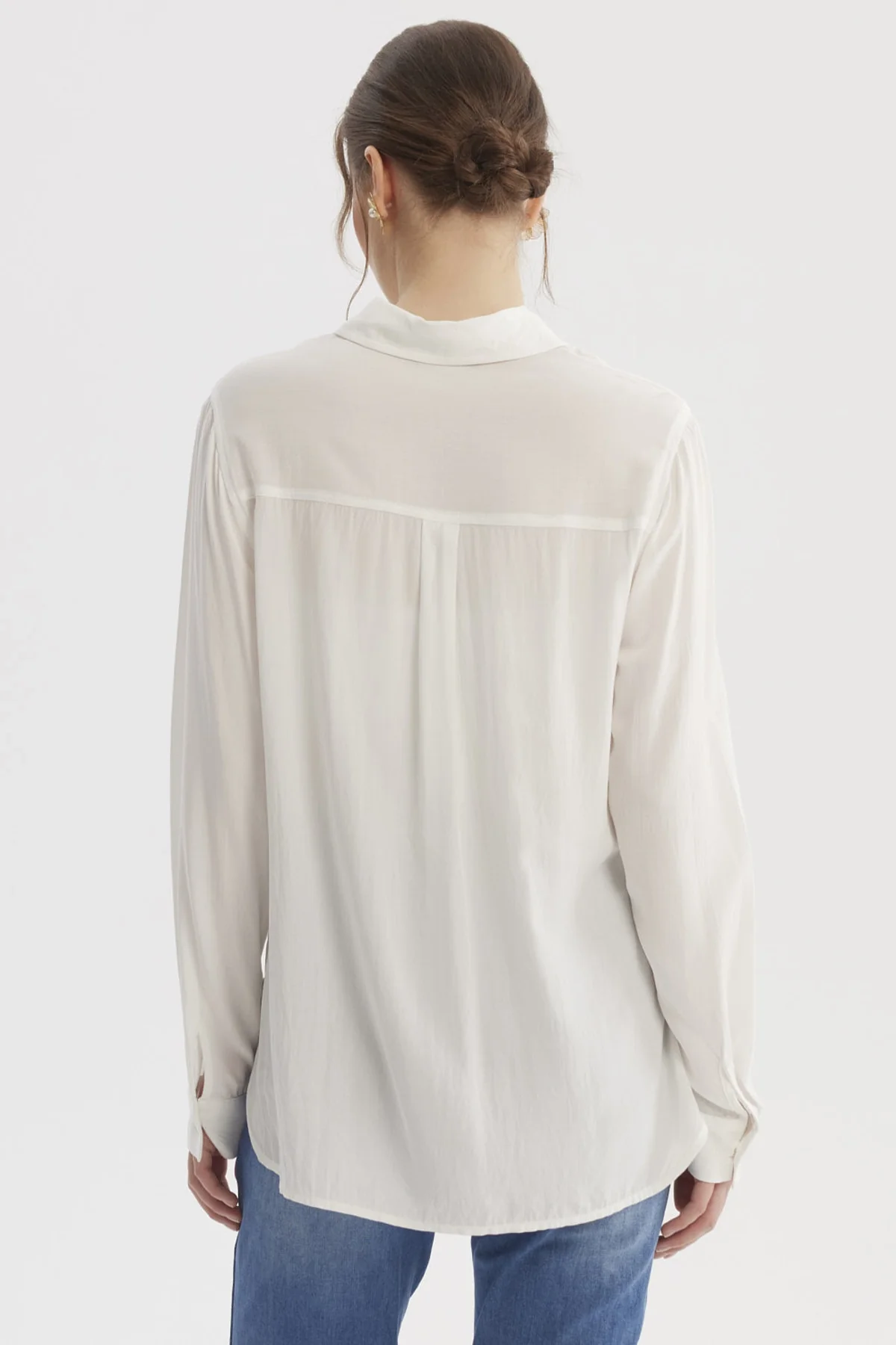 Blusa Mujer Abotonada Lisa Crudo - Image 3