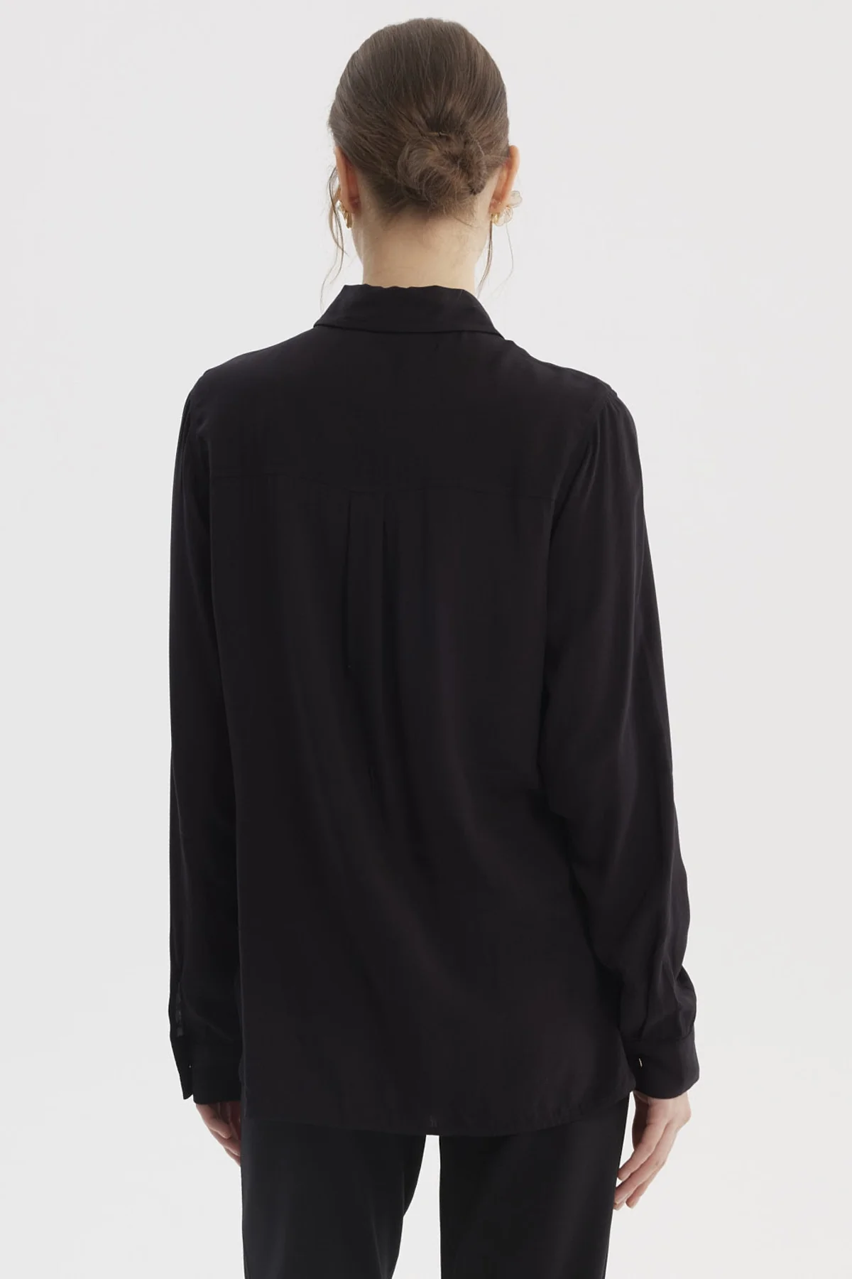 Blusa Mujer Abotonada Lisa Negro - Image 3