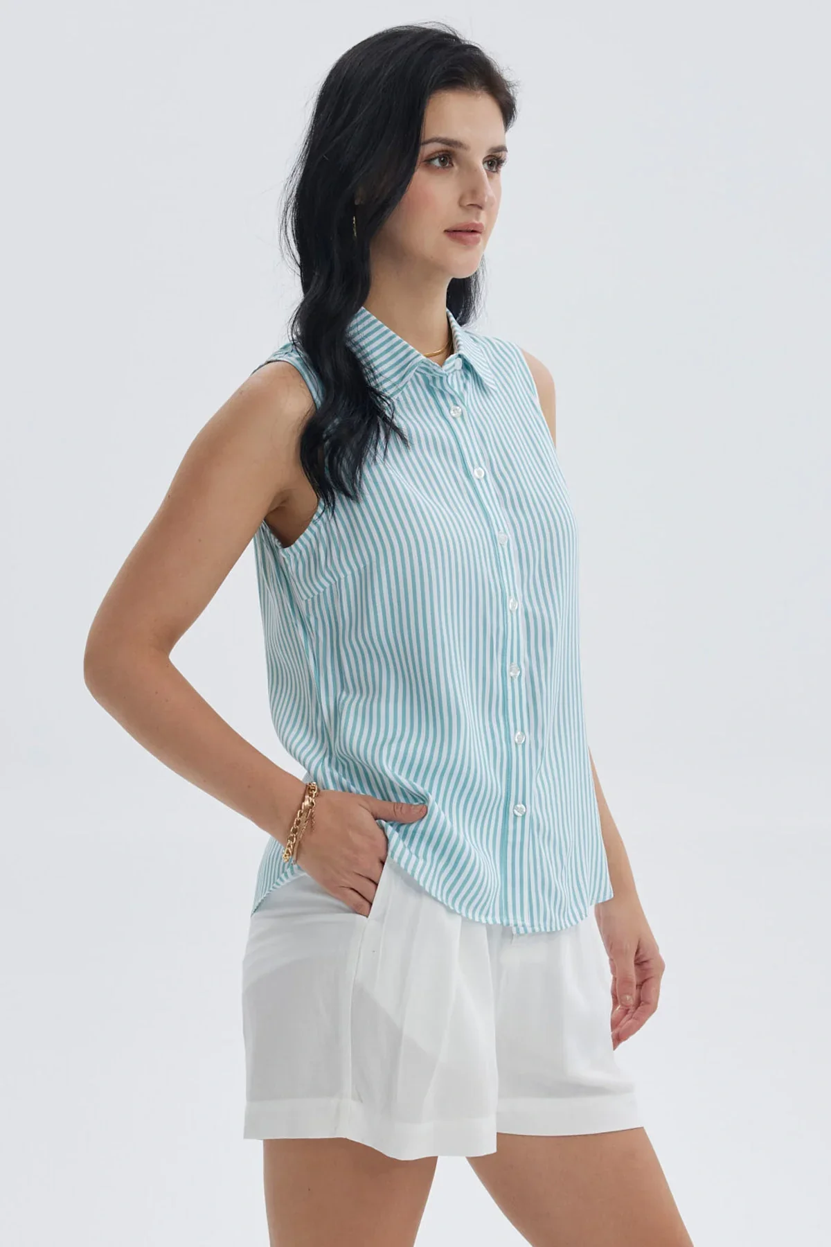 Blusa Mujer Abotonada Rapport Celeste - Image 2