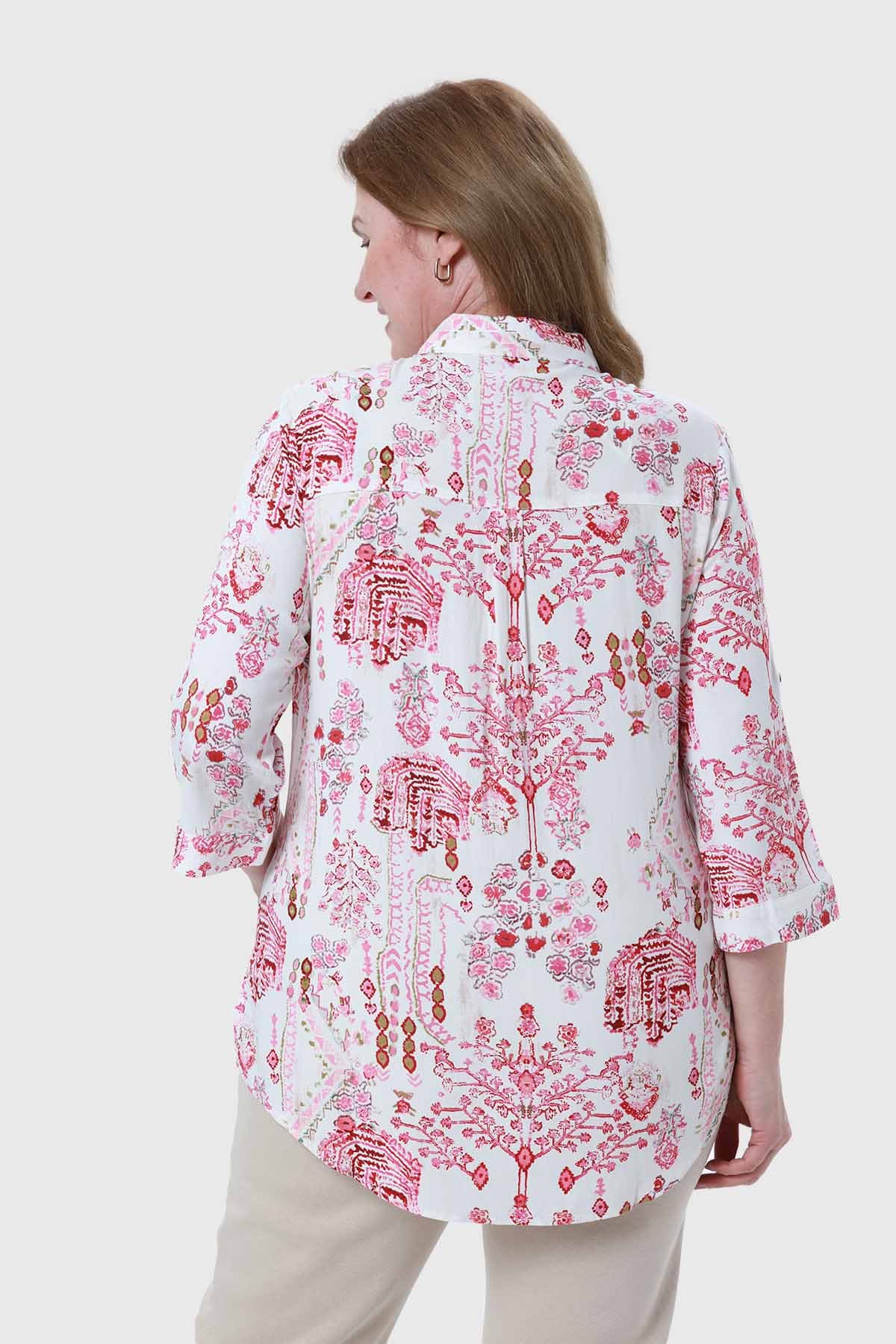Blusa Mujer Abotonada Roll Up Crudo - Image 3