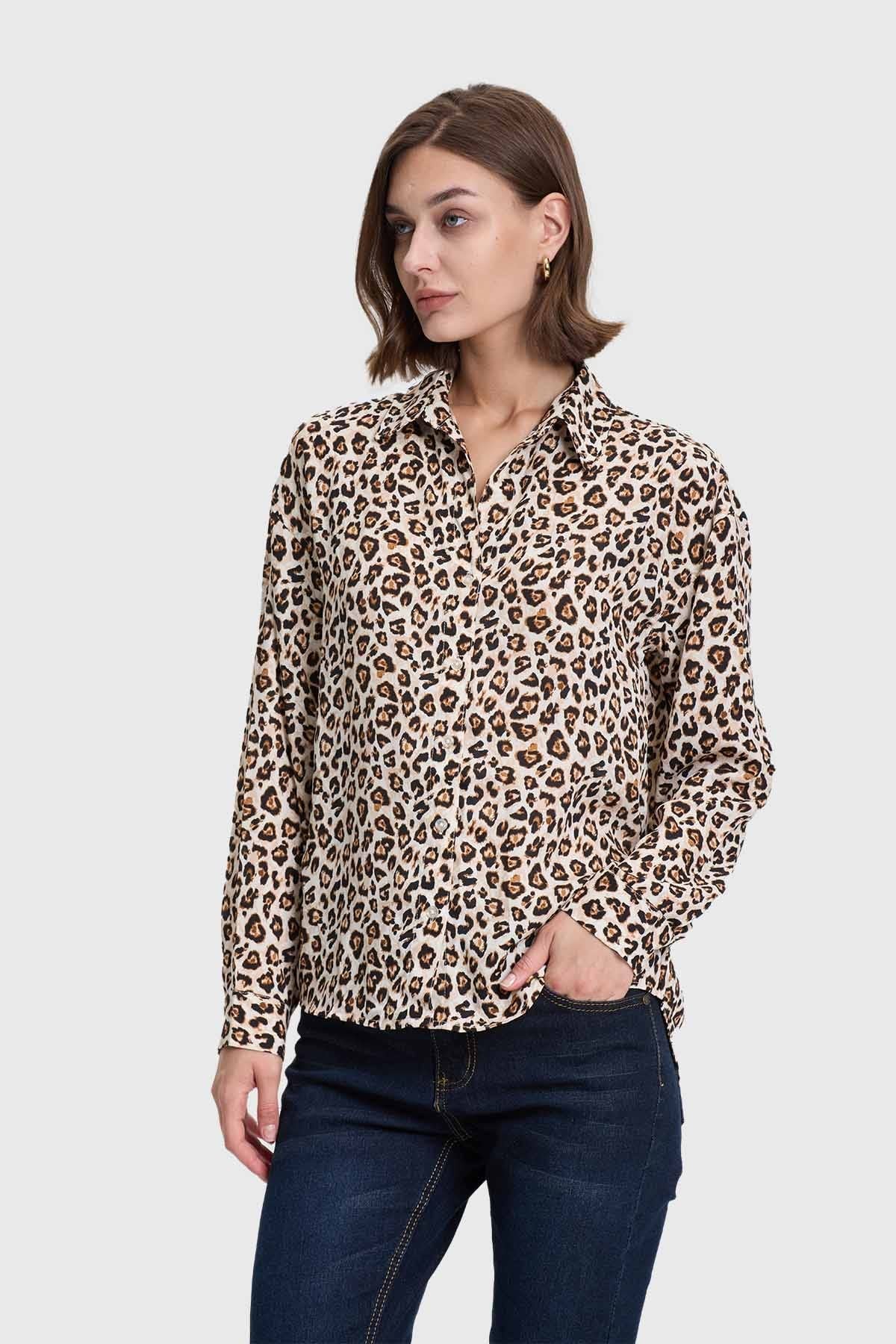 Blusa Mujer Animal Print Beige - Image 2