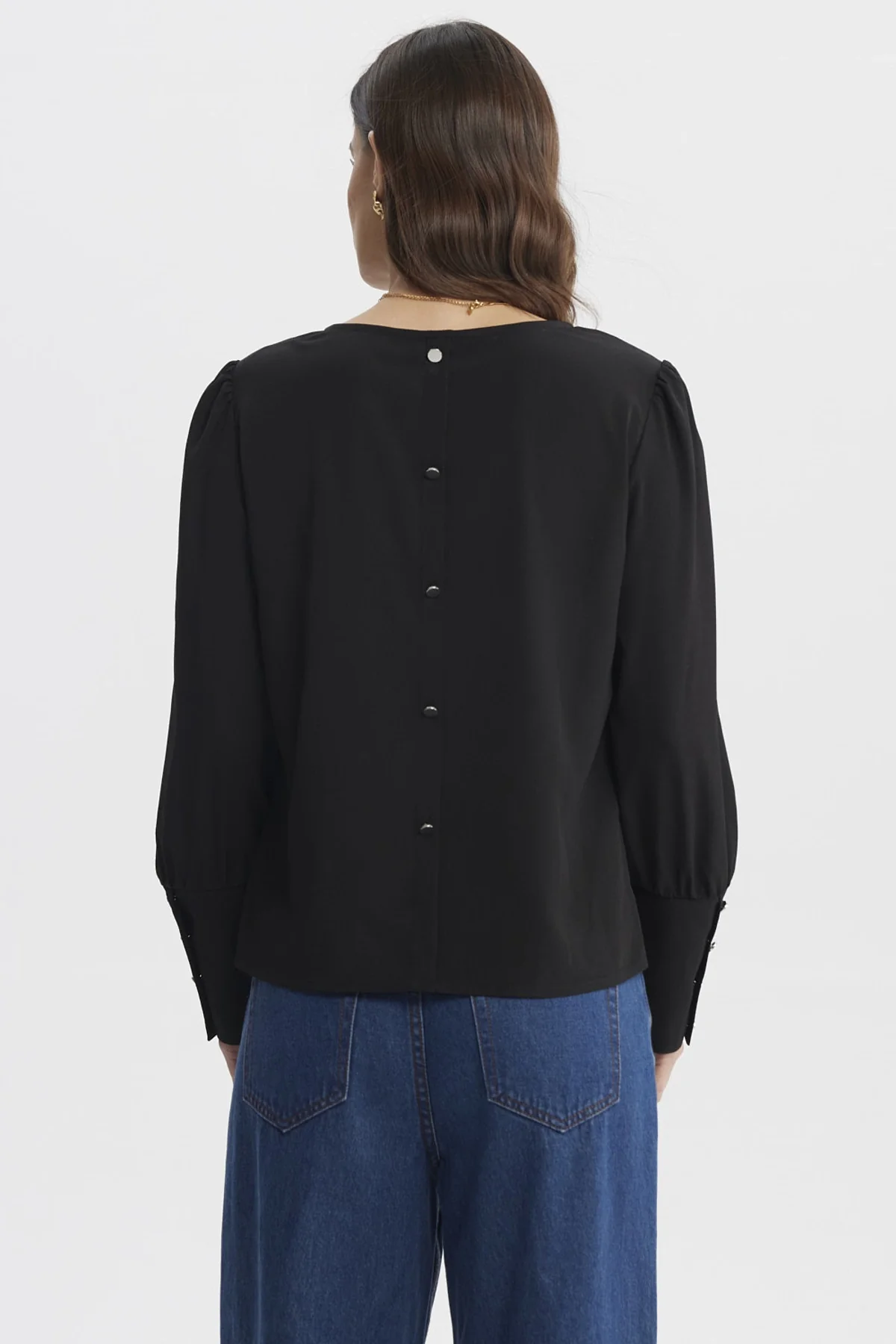 Blusa Mujer Aplicación Botones Negro - Image 3