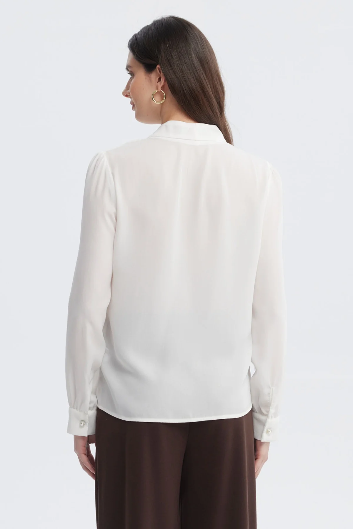 Blusa Mujer Botones Perla Crudo - Image 3