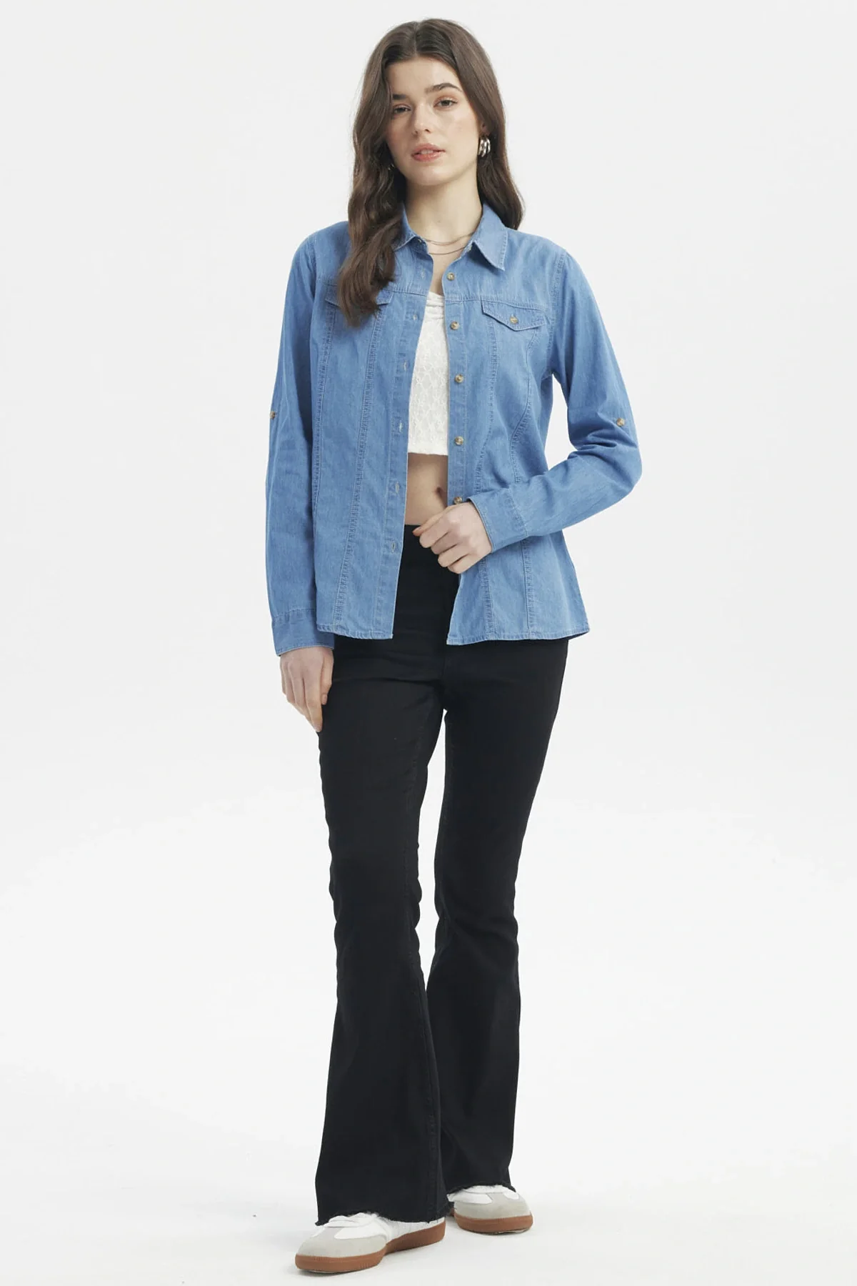 Blusa Mujer Cortes Azul Claro - Image 4