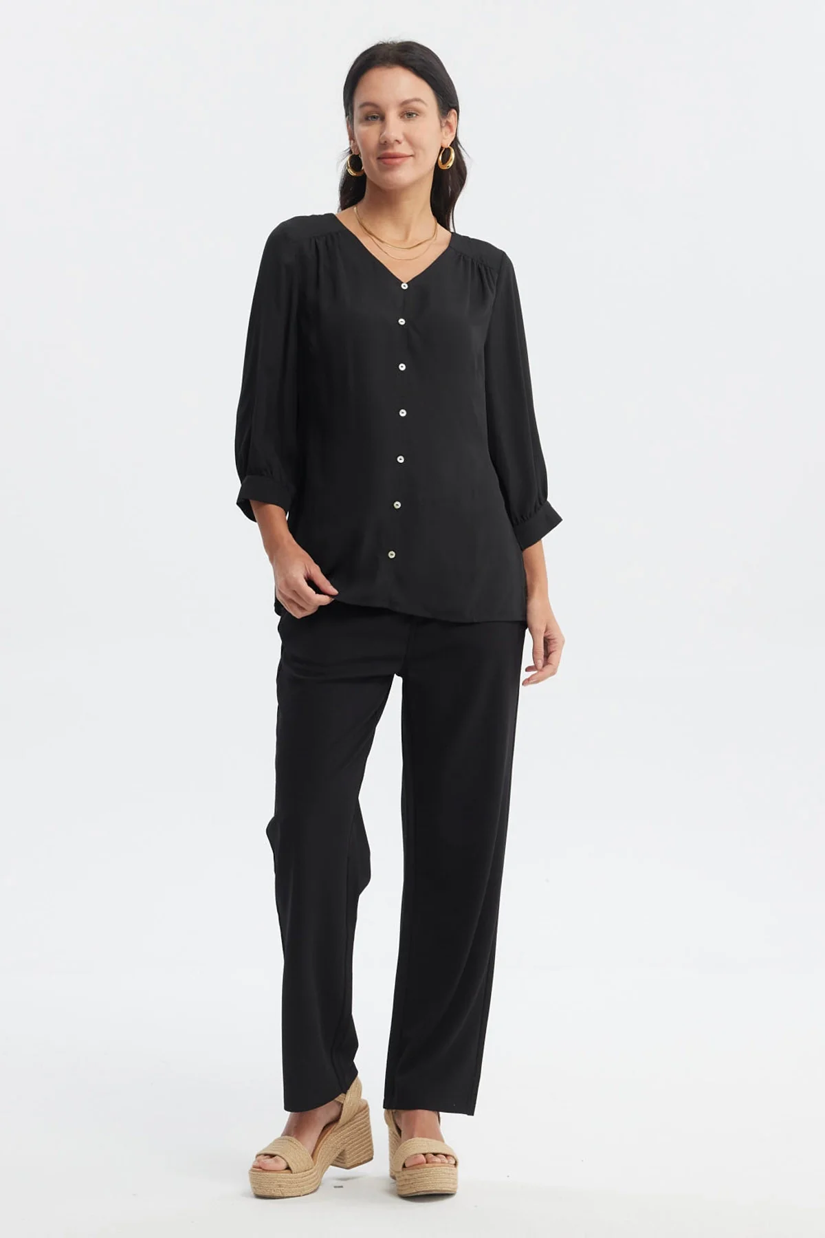 Blusa Mujer Crep Lisa Negro - Image 4