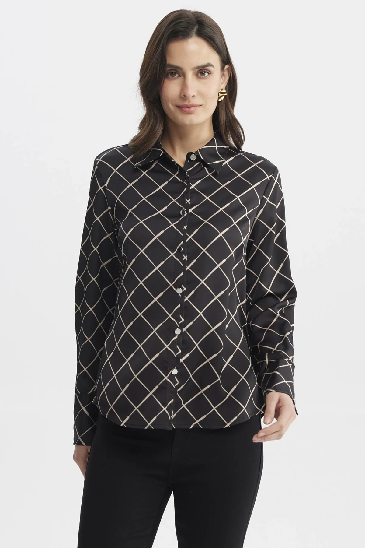 Blusa Mujer Cuello Camisero Negro