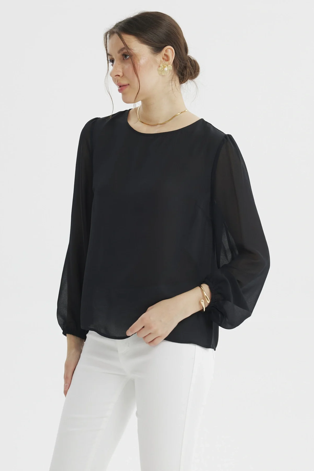 Blusa Mujer Holgada Transparencia Negro - Image 2