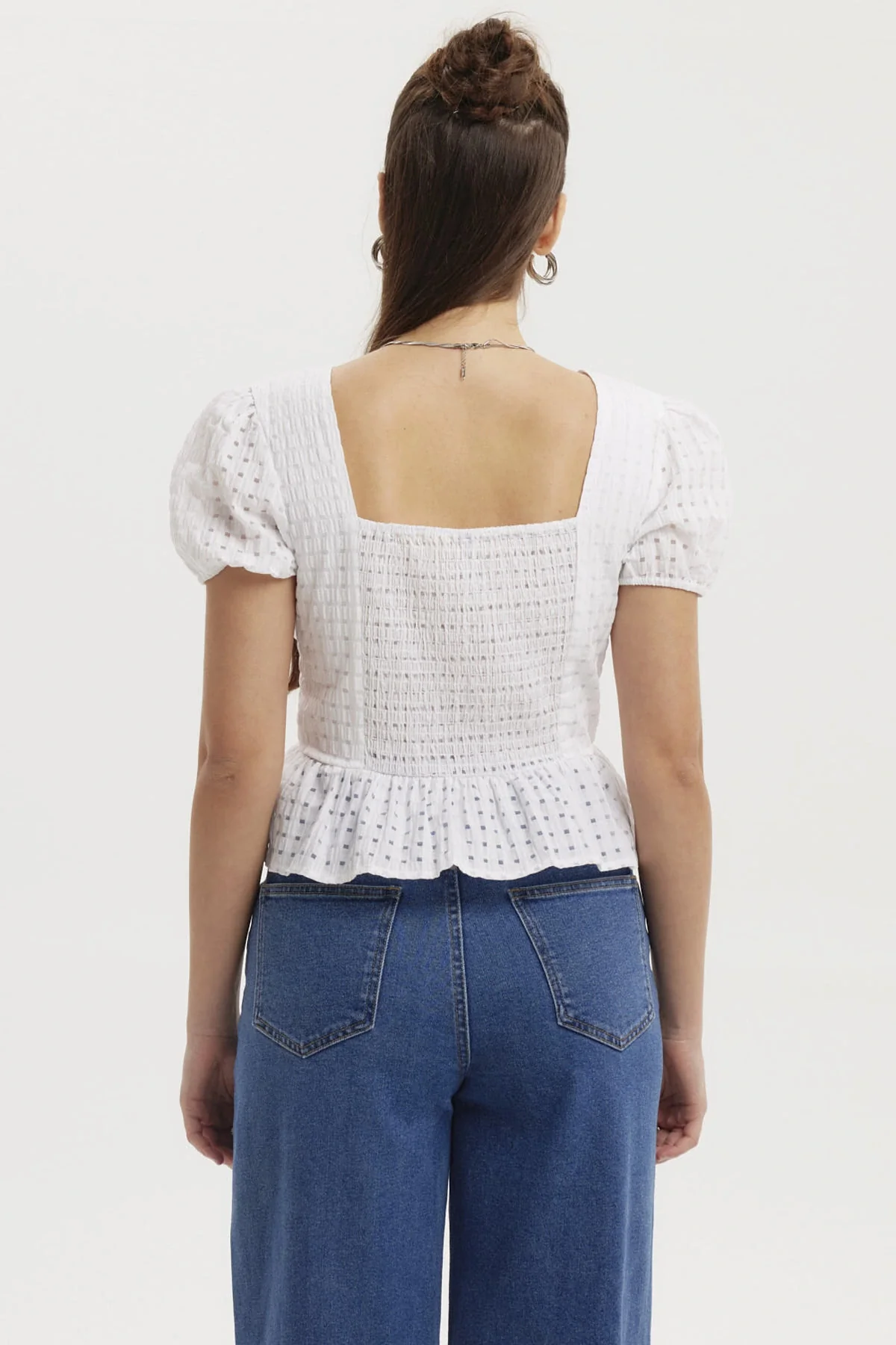 Blusa Mujer Lazo Escote Basta Blanco - Image 3