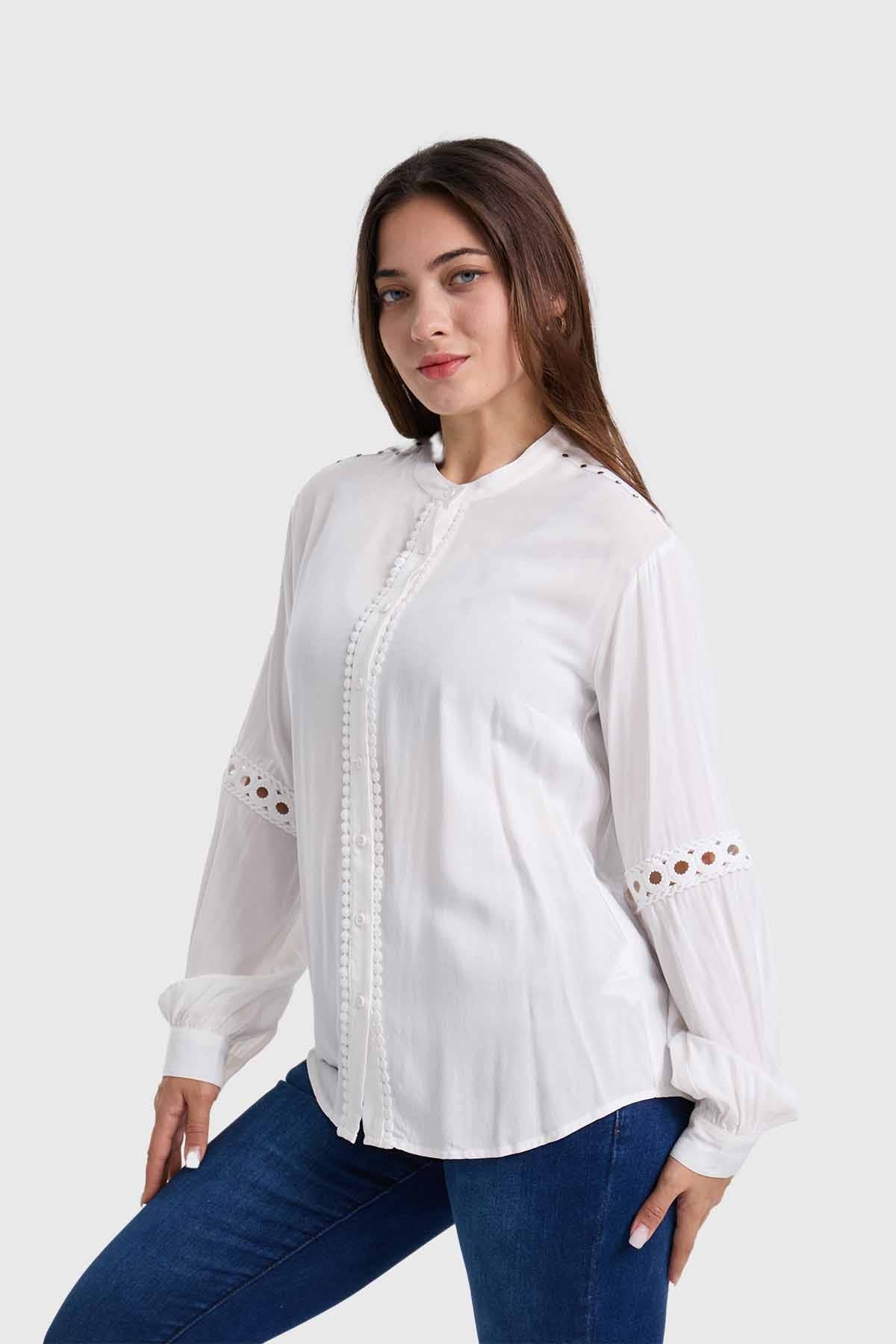 Blusa Mujer Macramé Crudo - Image 2
