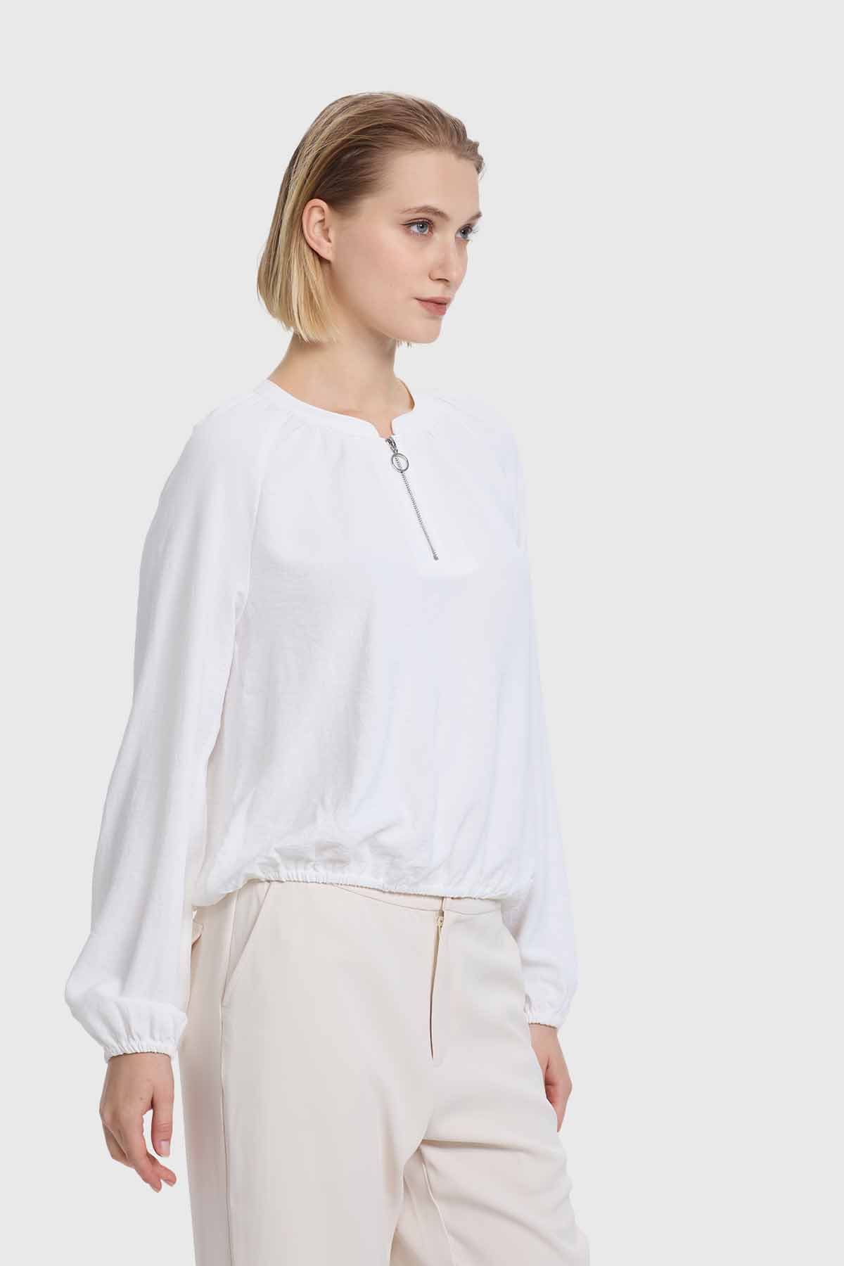 Blusa Mujer Medio Cierre Crudo - Image 2