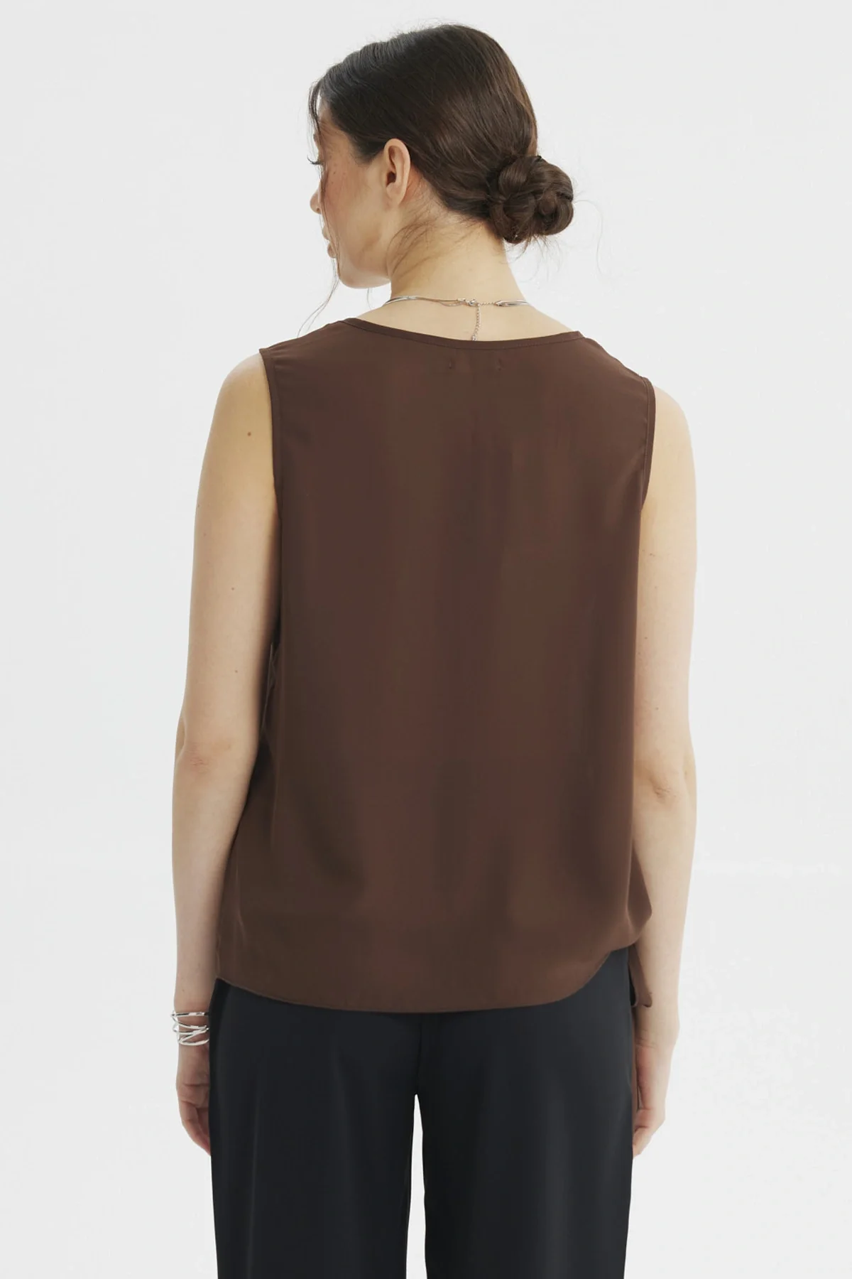 Blusa Mujer Nudo Lateral Chocolate - Image 3