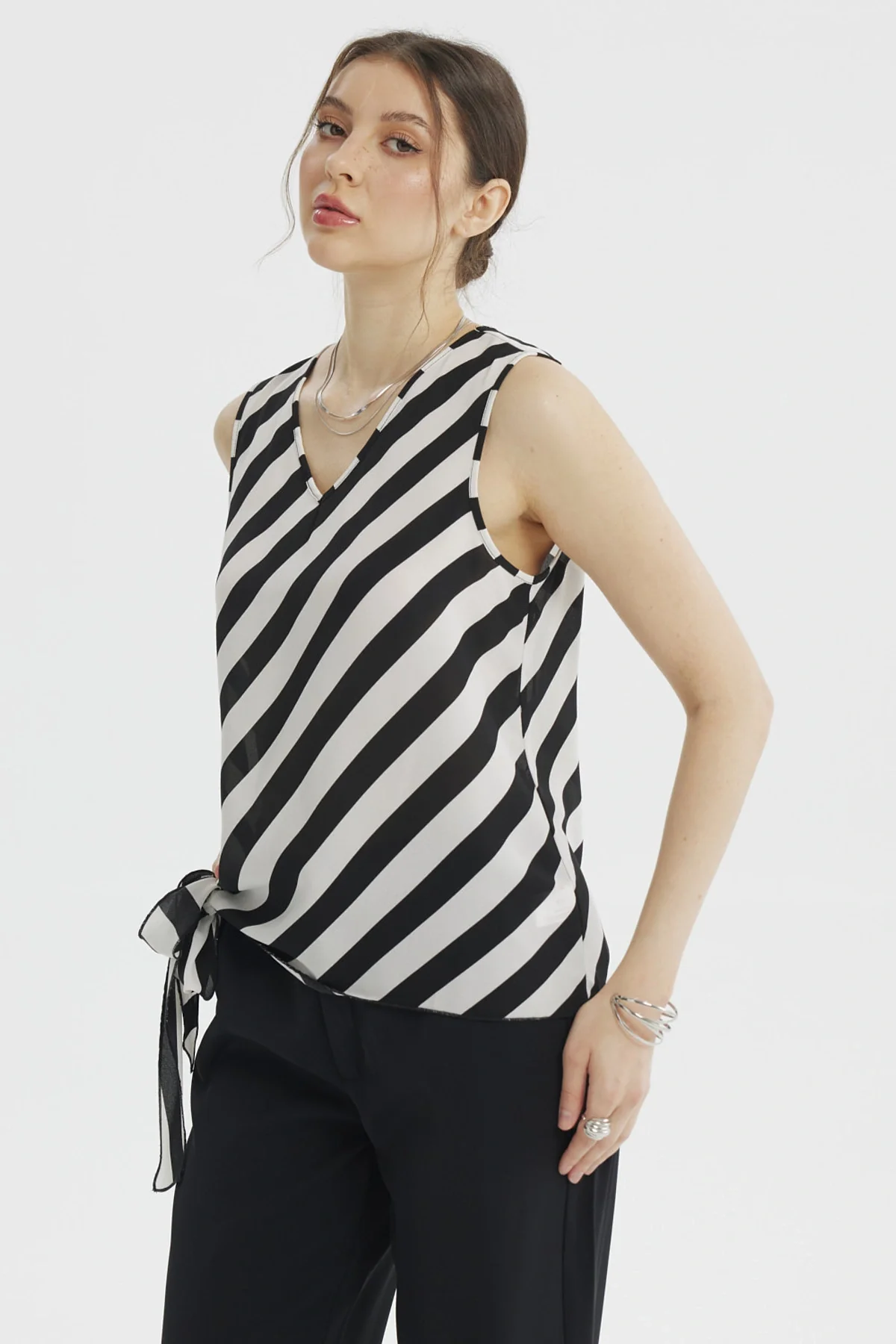Blusa Mujer Nudo Lateral Crudo - Image 2