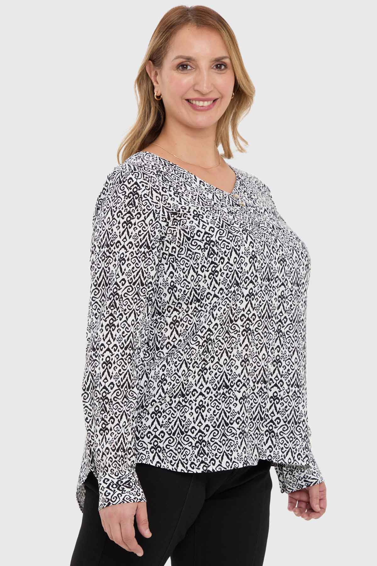 Blusa Mujer Pinza Pliegue Delantero Crudo - Image 2