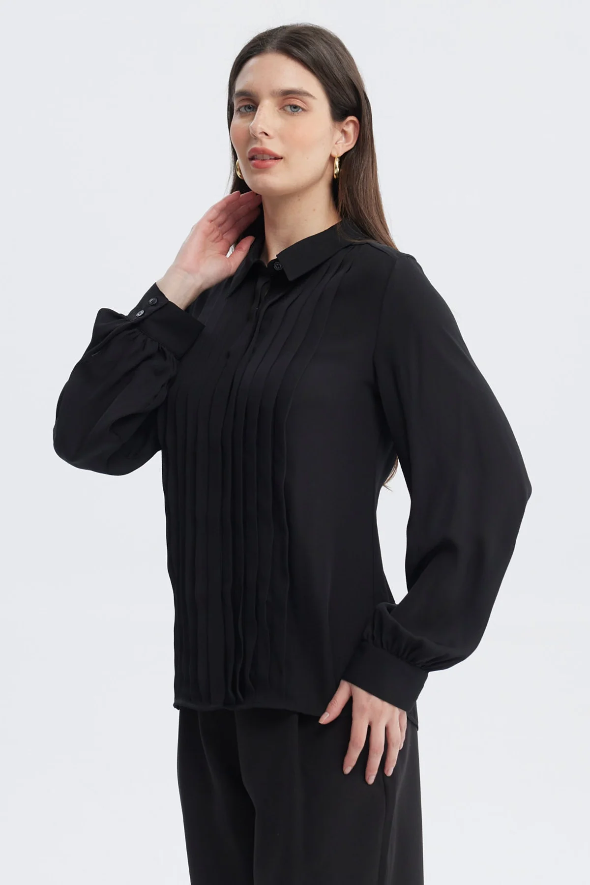 Blusa Mujer Pinzas Delanteras Negro - Image 2