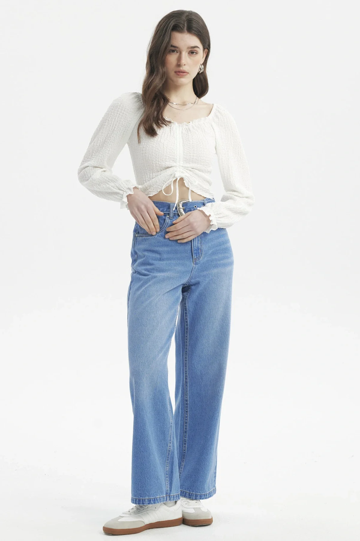 Blusa Mujer Recogido En El Pecho Crudo - Image 4
