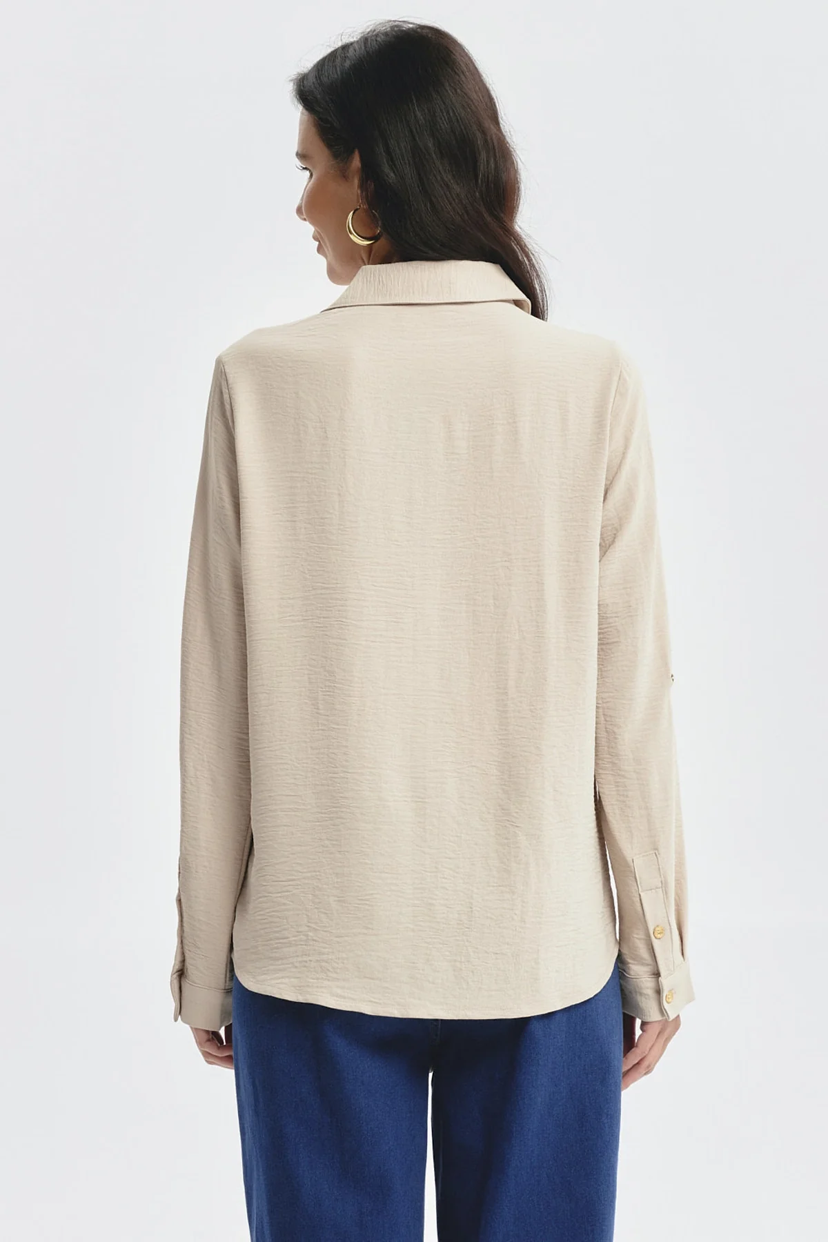 Blusa Mujer Roll Up Beige - Image 3