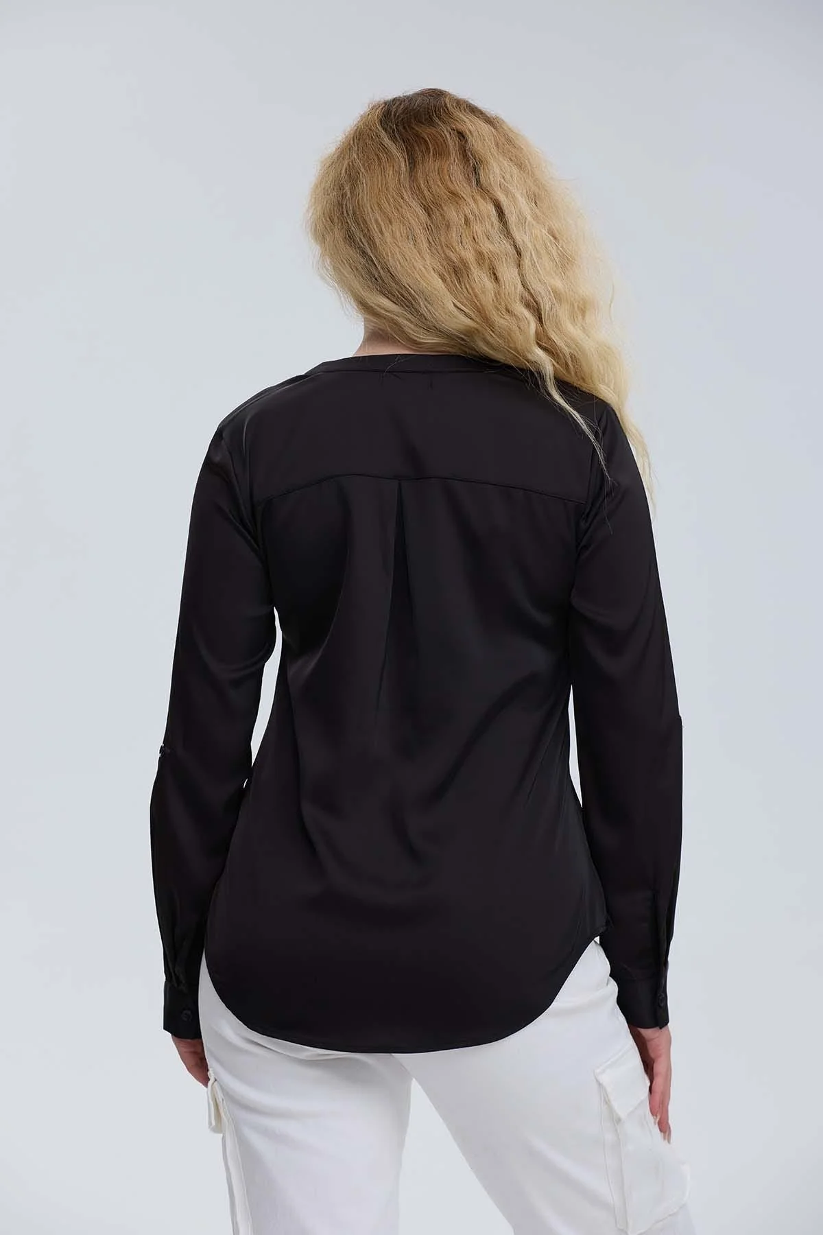 Blusa Mujer Satín Negro - Image 3