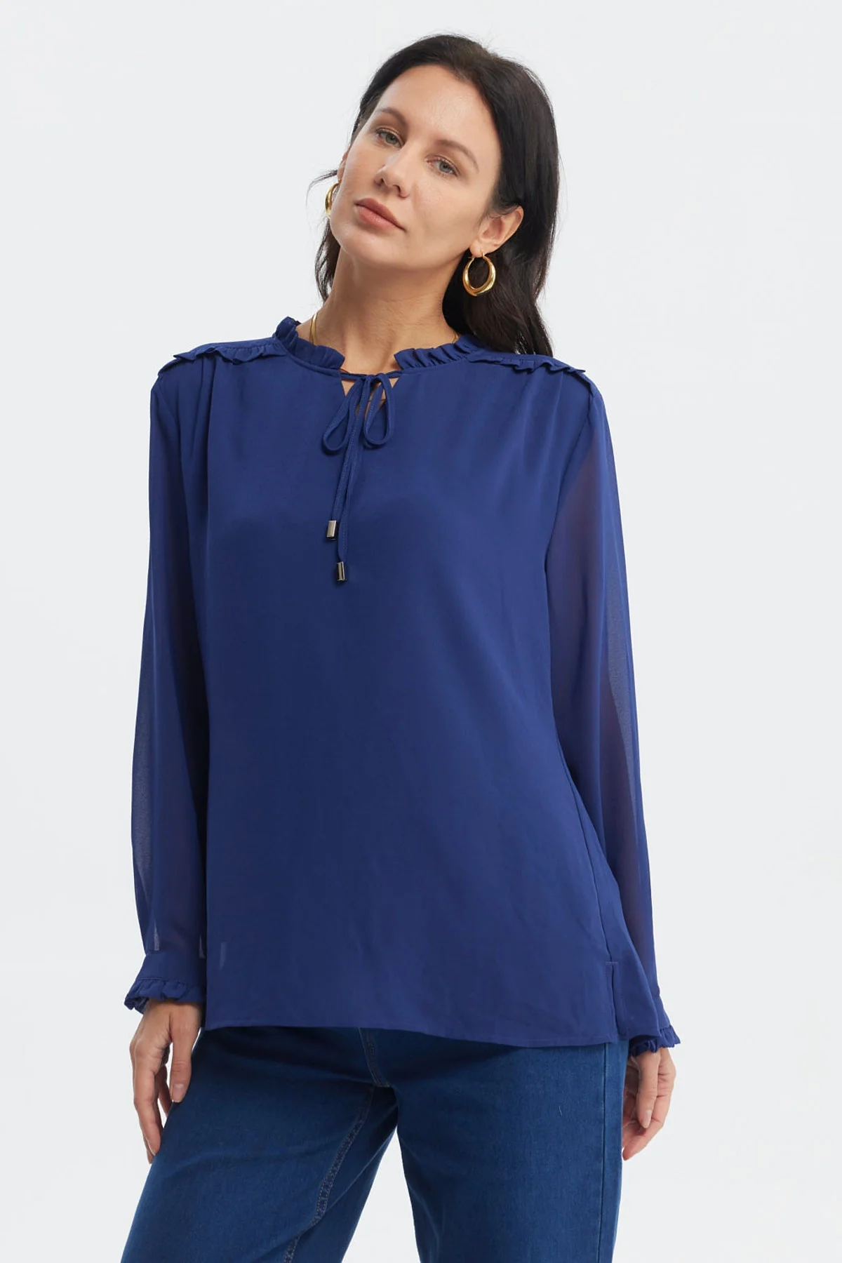 Blusa Mujer Slim Azul Oscuro
