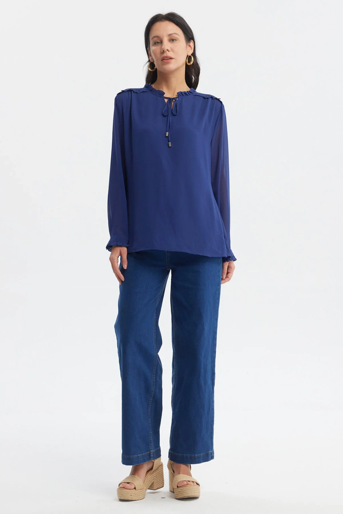 Blusa Mujer Slim Azul Oscuro - Image 4