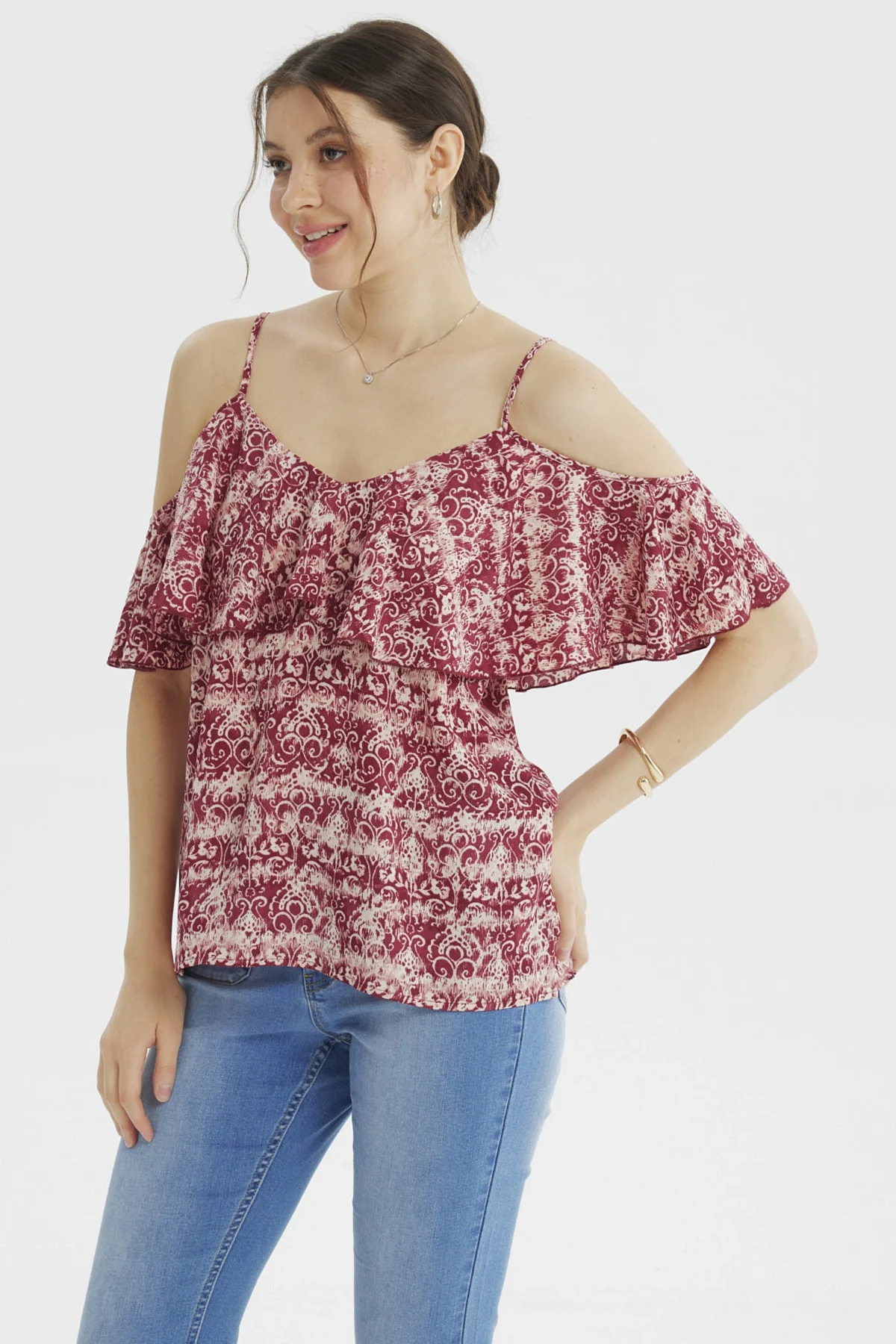 Blusa Mujer Slim Manga Vuelo Fucsia - Image 2