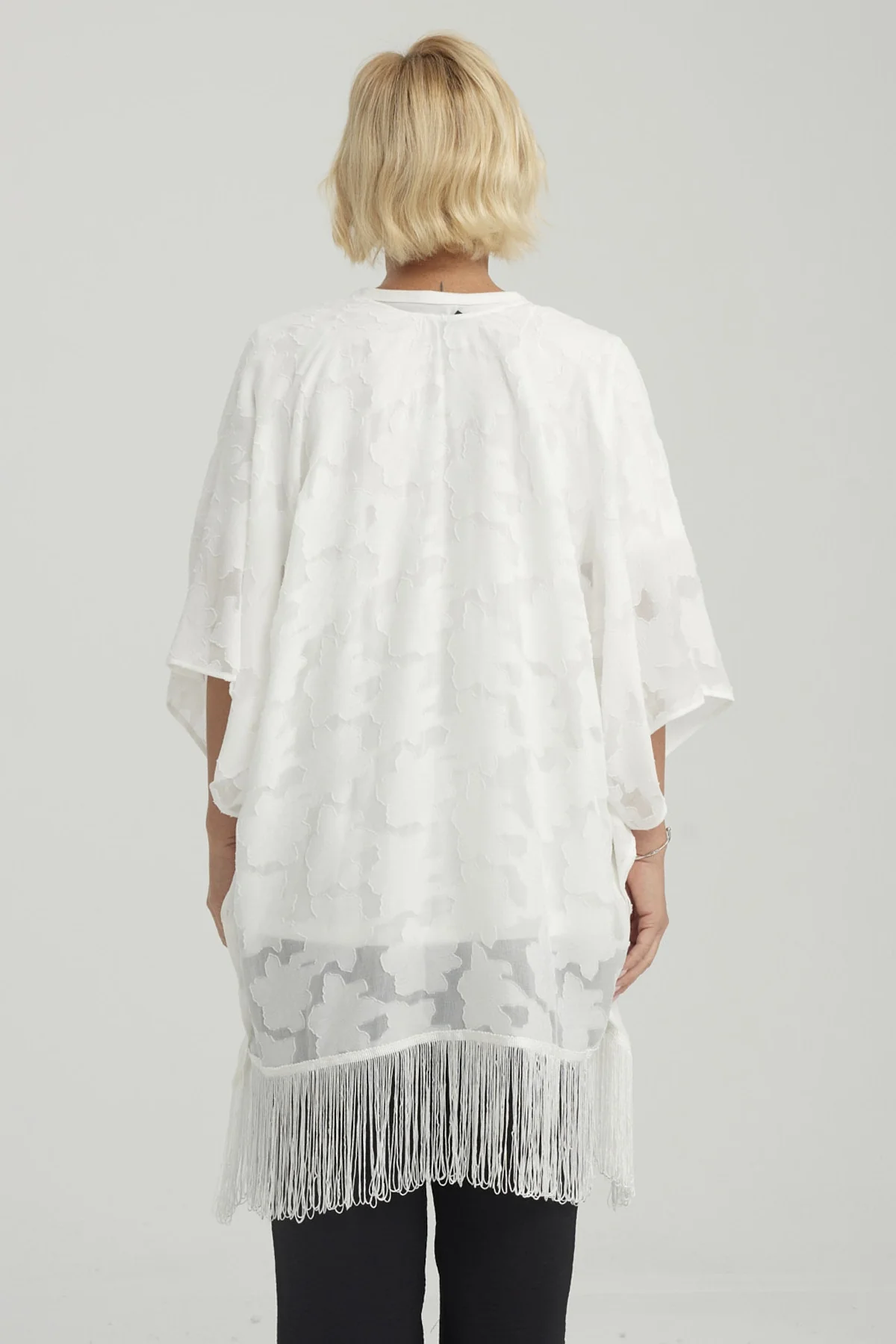 Blusa Mujer Tapado Con Flecos Crudo - Image 3