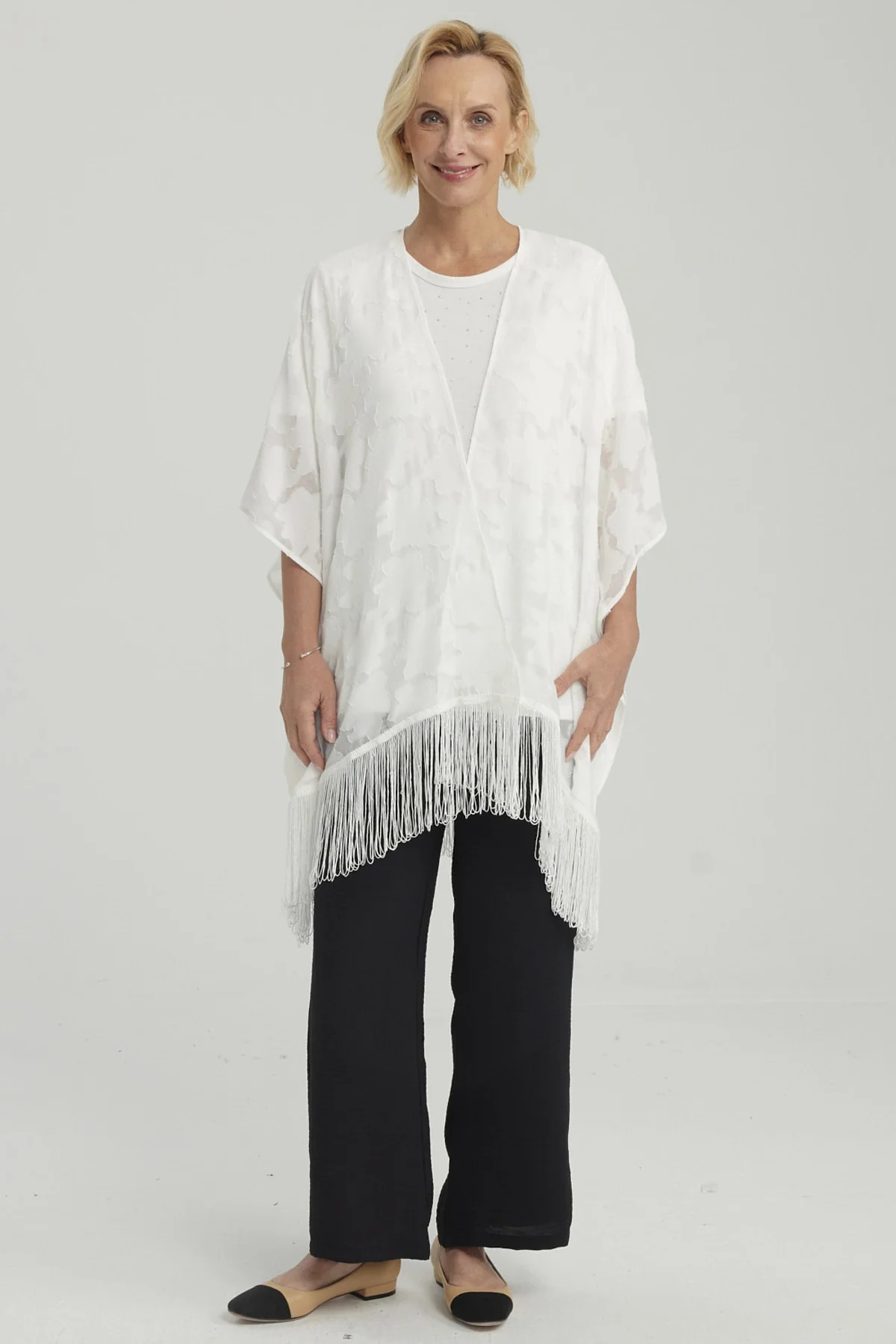 Blusa Mujer Tapado Con Flecos Crudo - Image 4
