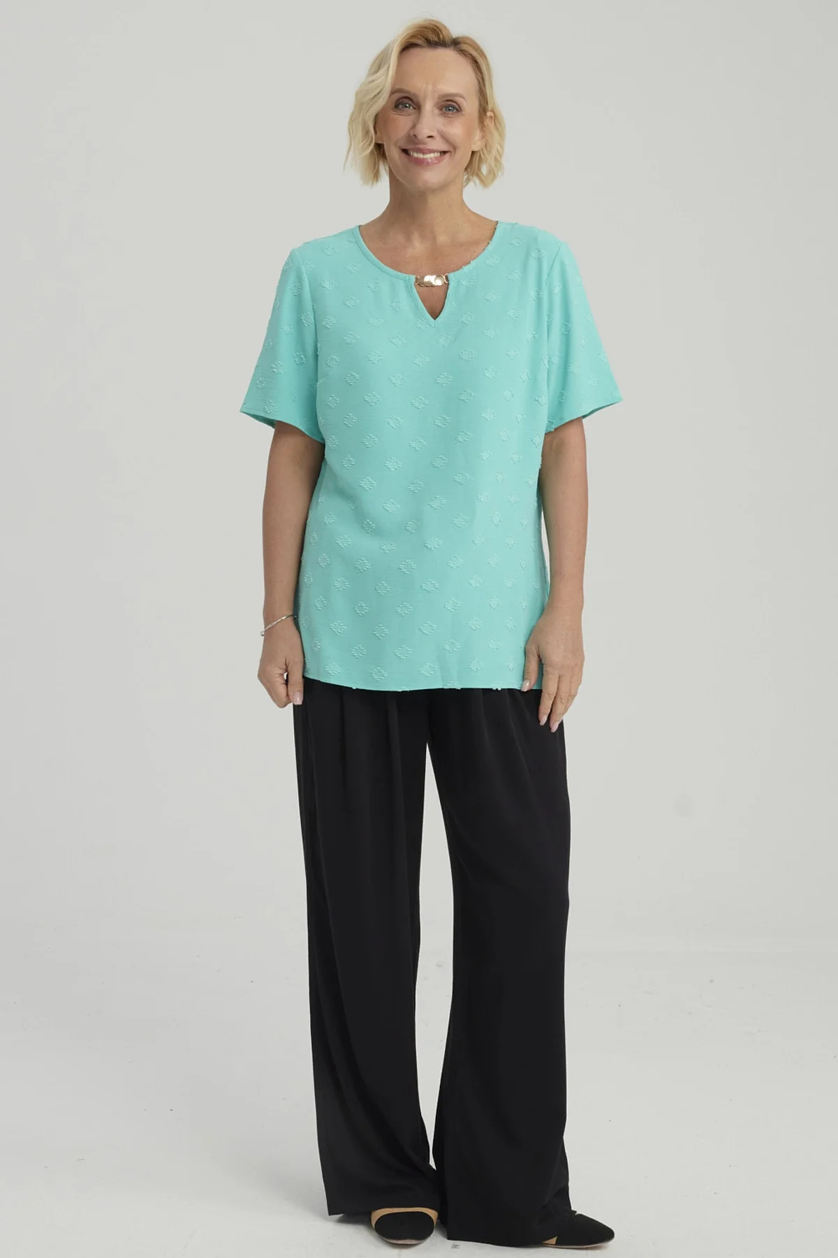 Blusa Mujer Textura Turquesa - Image 4
