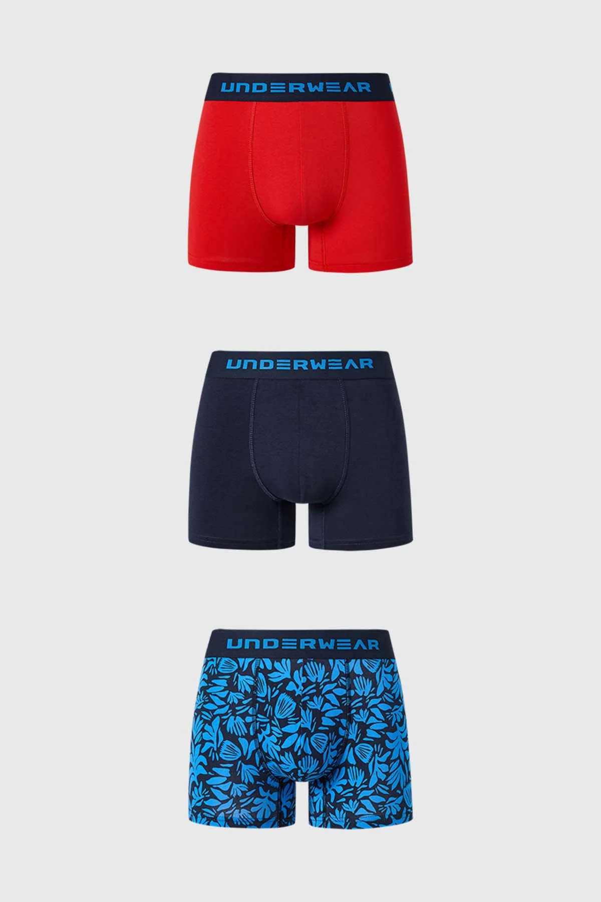 Boxer Hombre Tripack Liso Azul