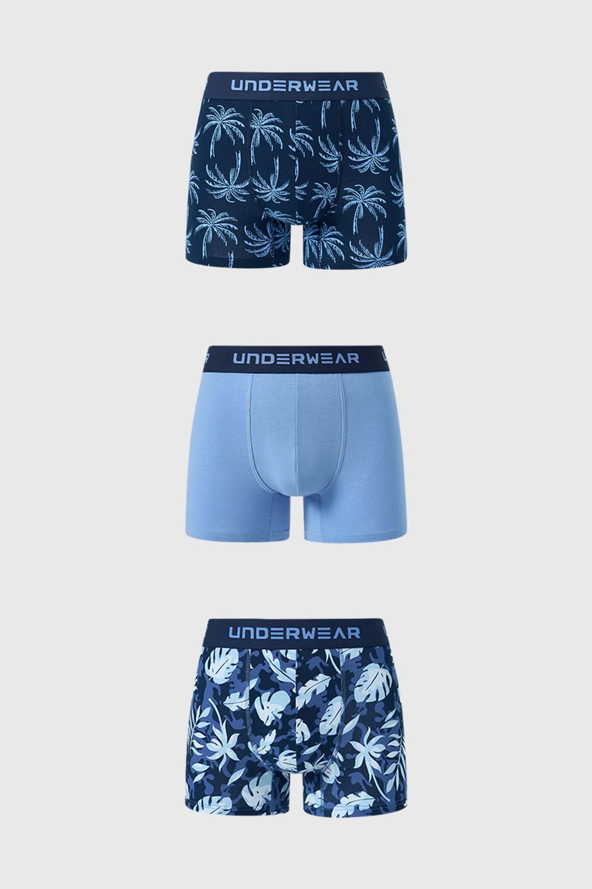Boxer Hombre Tripack Liso Azul