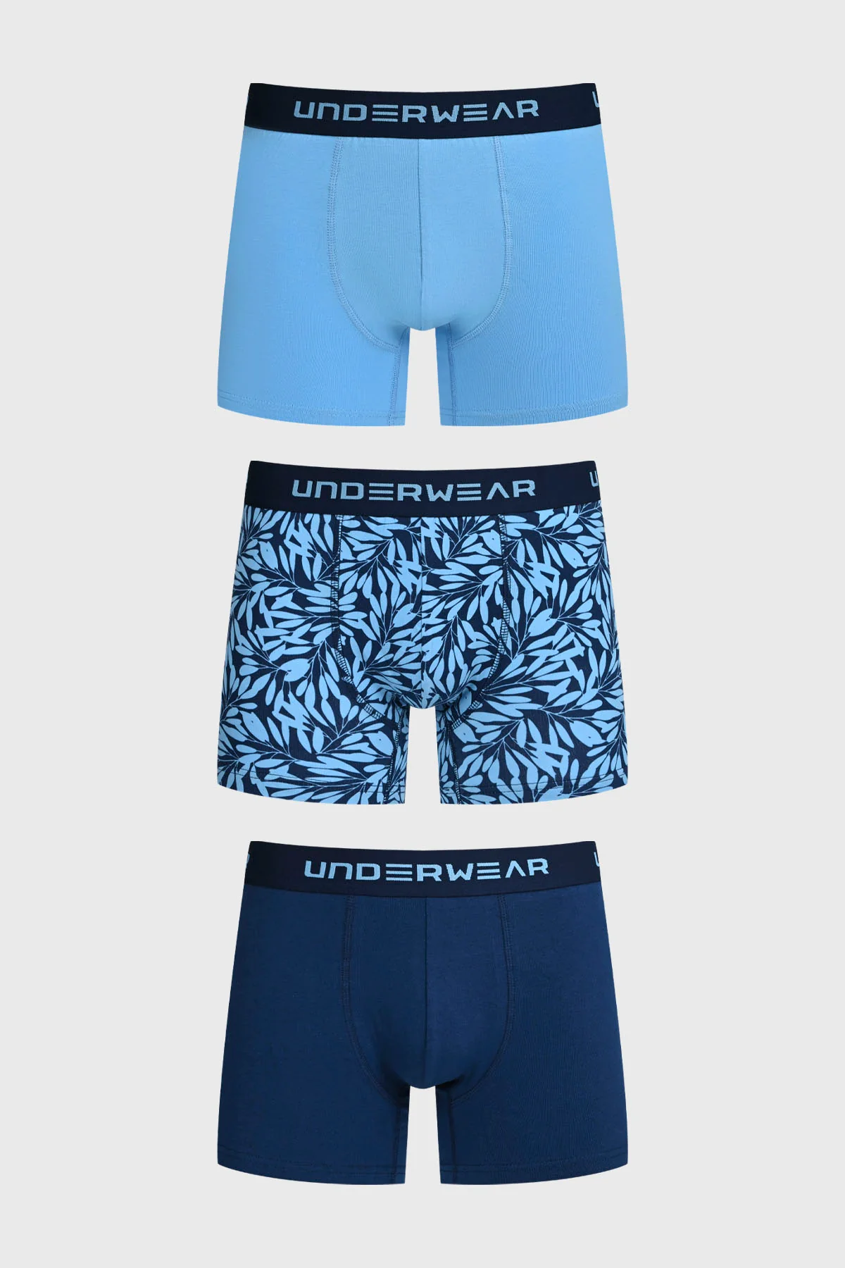 Boxer Hombre Tripack Liso Azul