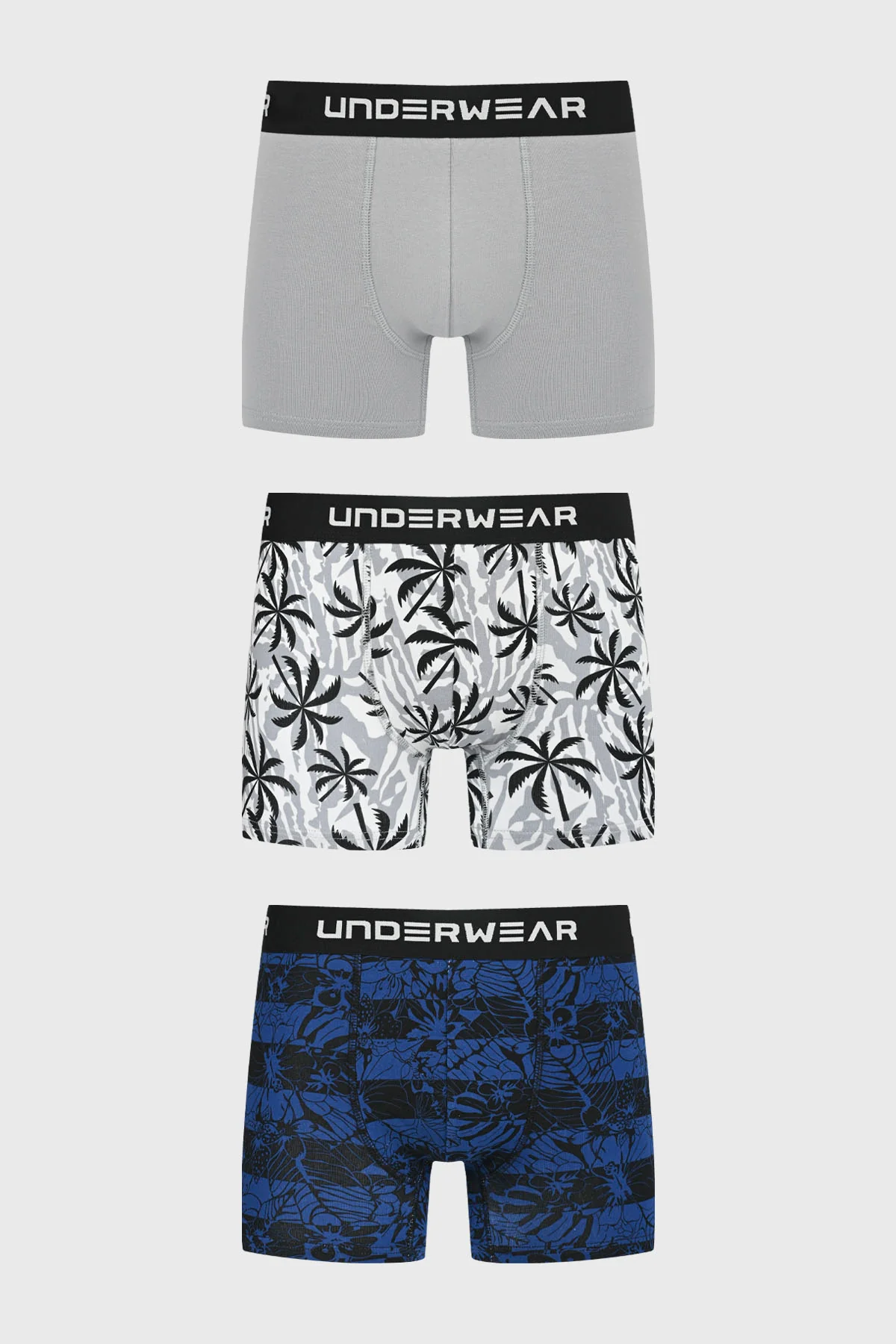 Boxer Hombre Tripack Liso Gris
