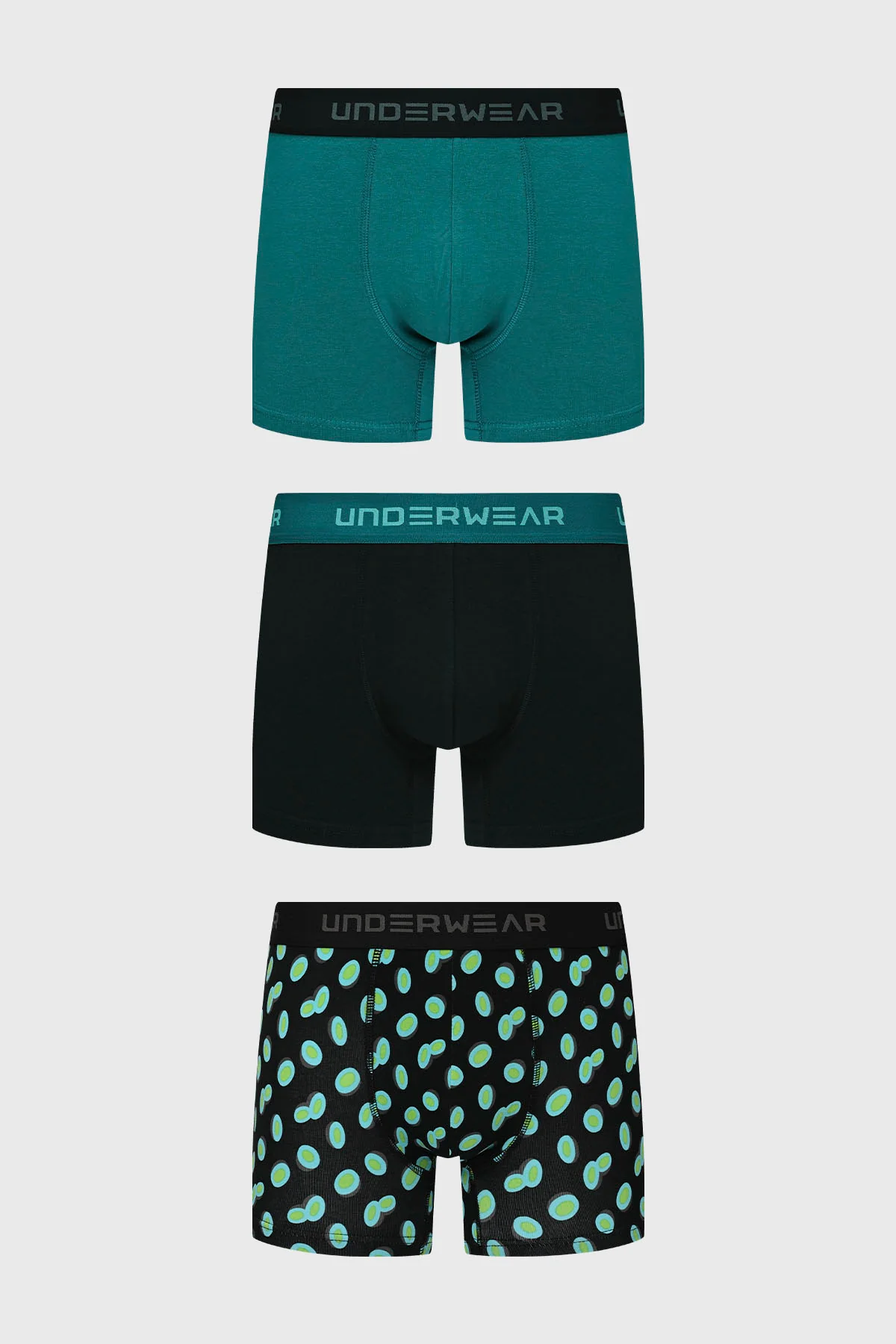 Boxer Hombre Tripack Liso Turquesa