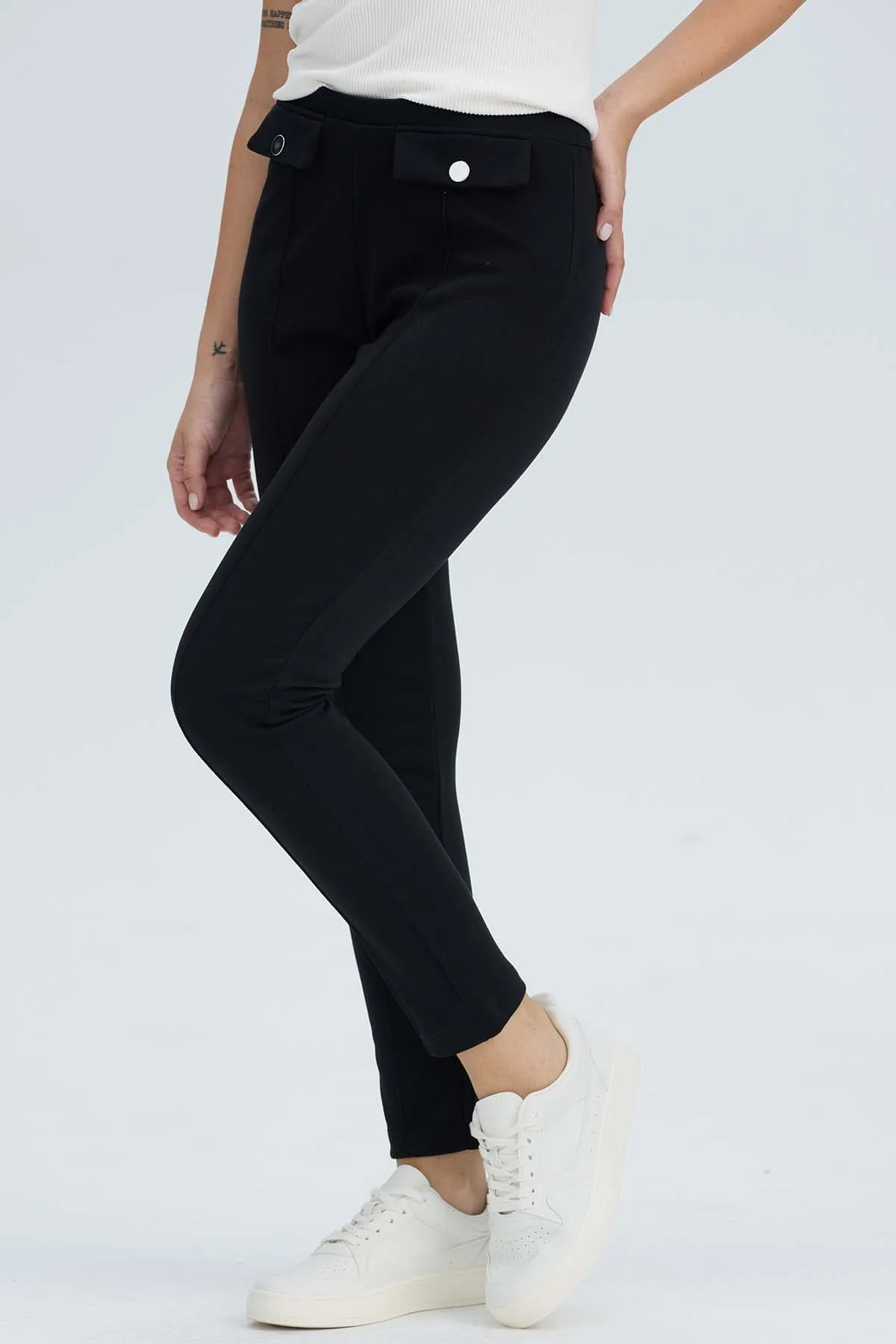 Calza Mujer Pretina Elasticada Negro - Image 2