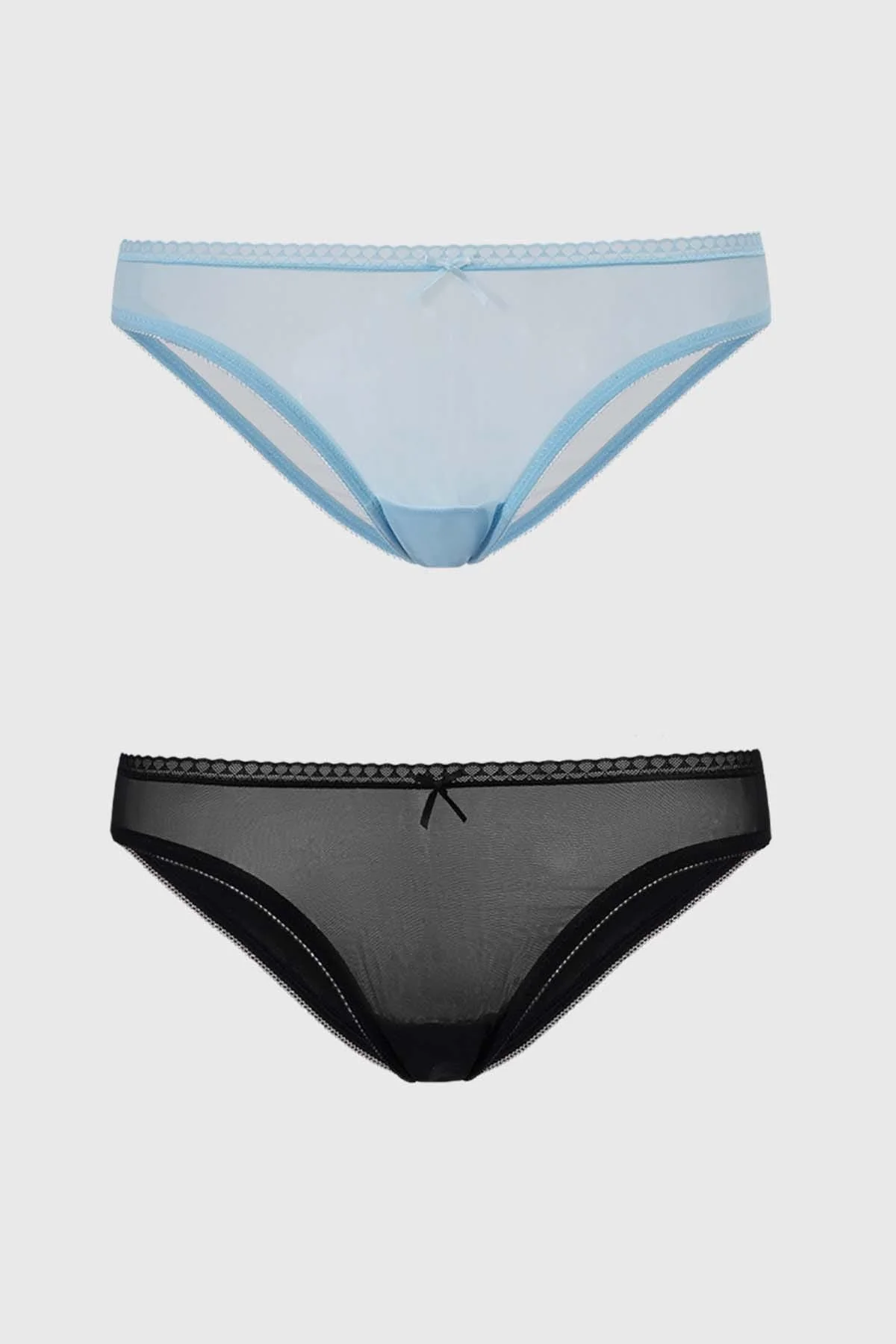 Calzón Mujer Bipack Bikini Detalle Mesh Celeste - Image 2