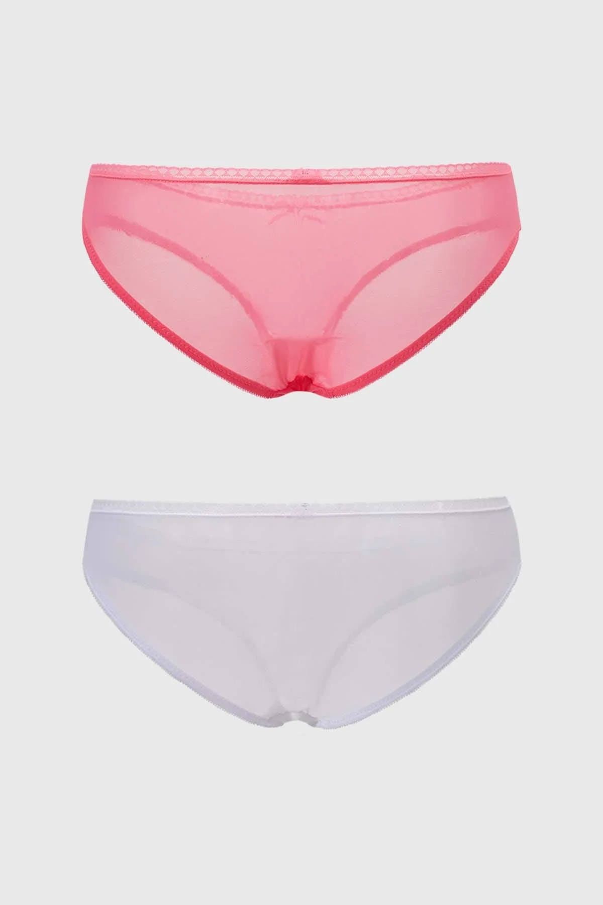 Calzón Mujer Bipack Bikini Detalle Mesh Rosa