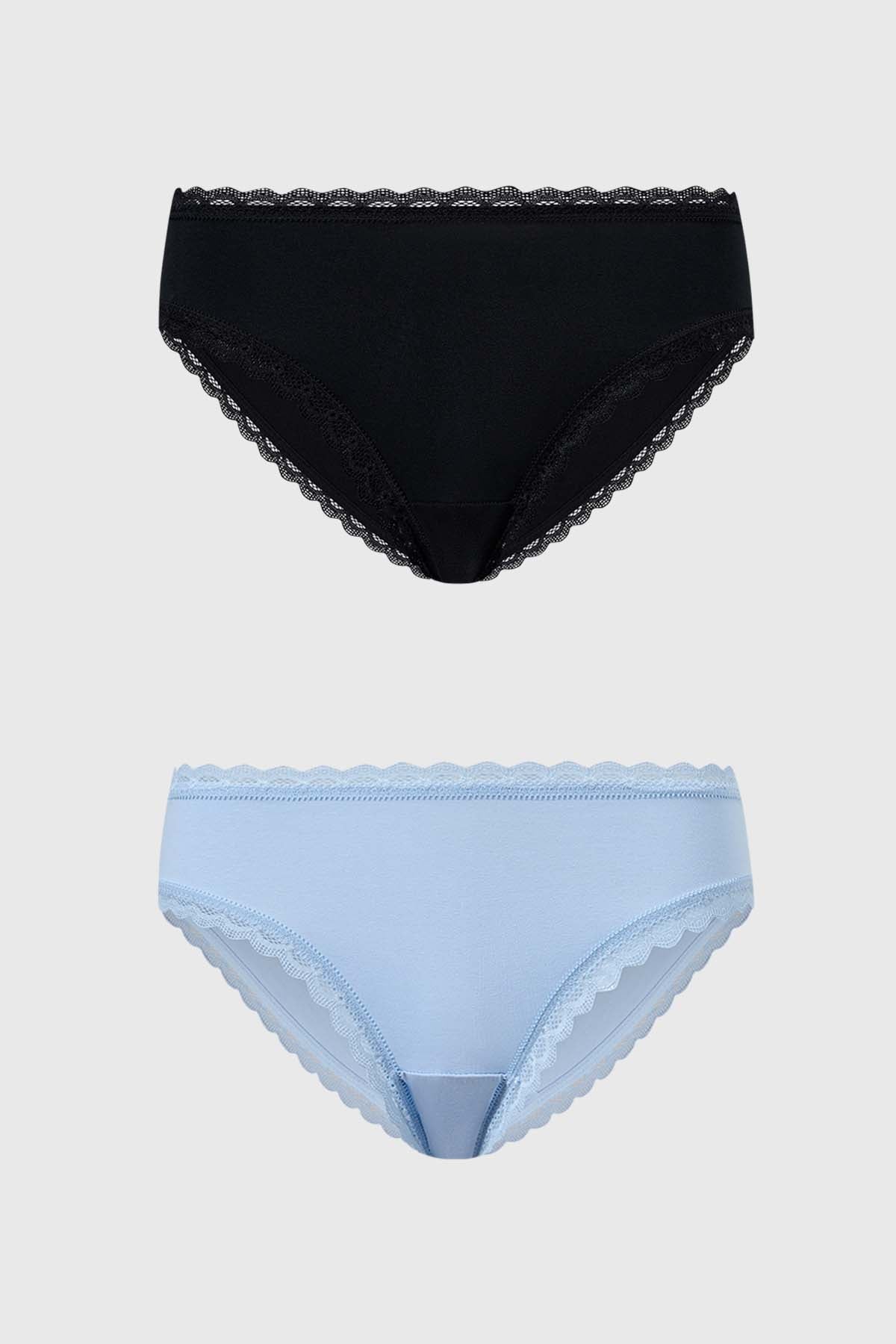 Calzón Mujer Bipack Bikini Encaje Push Azul Claro