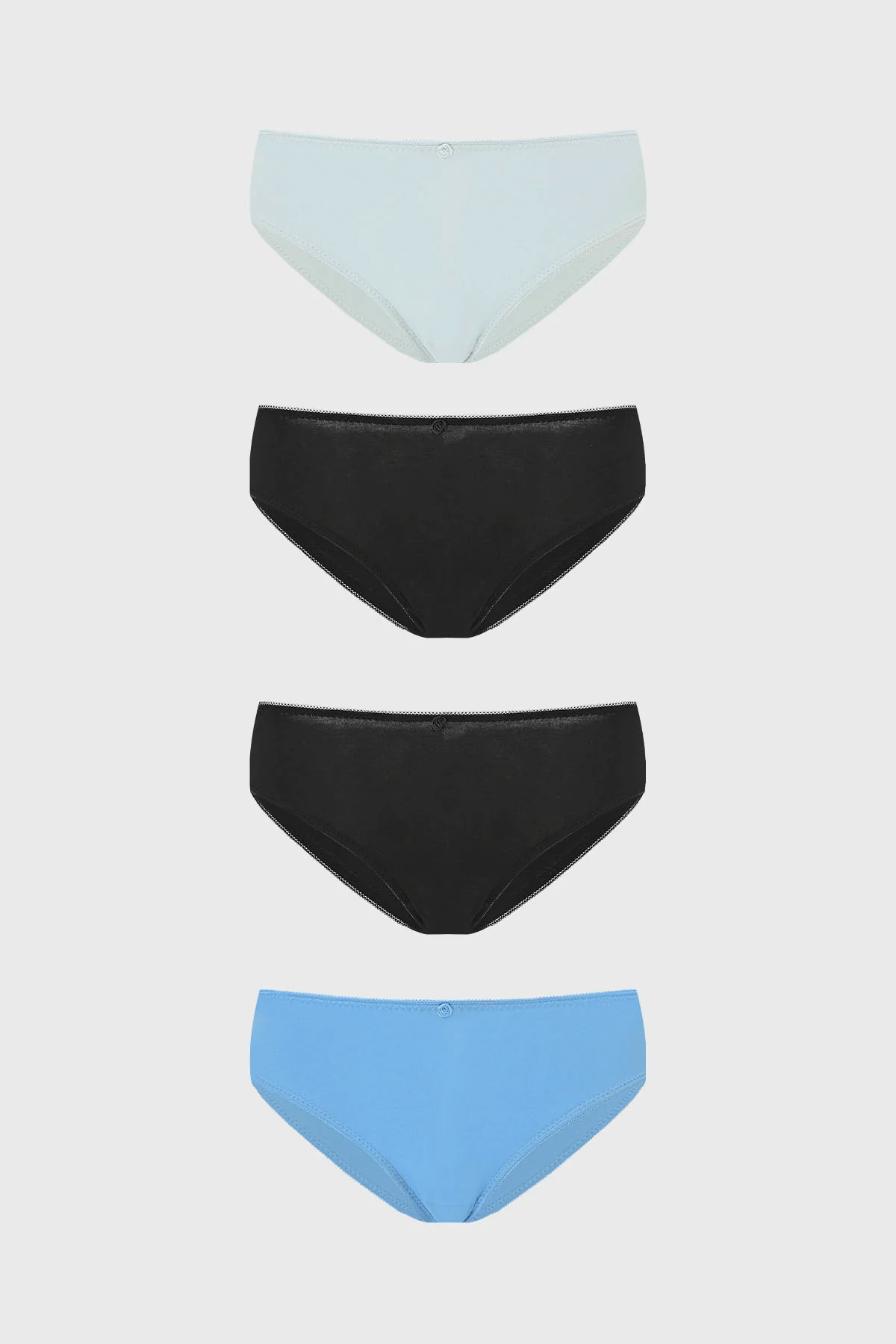 Calzón Mujer Pack4 Bikini Liso Azul Claro